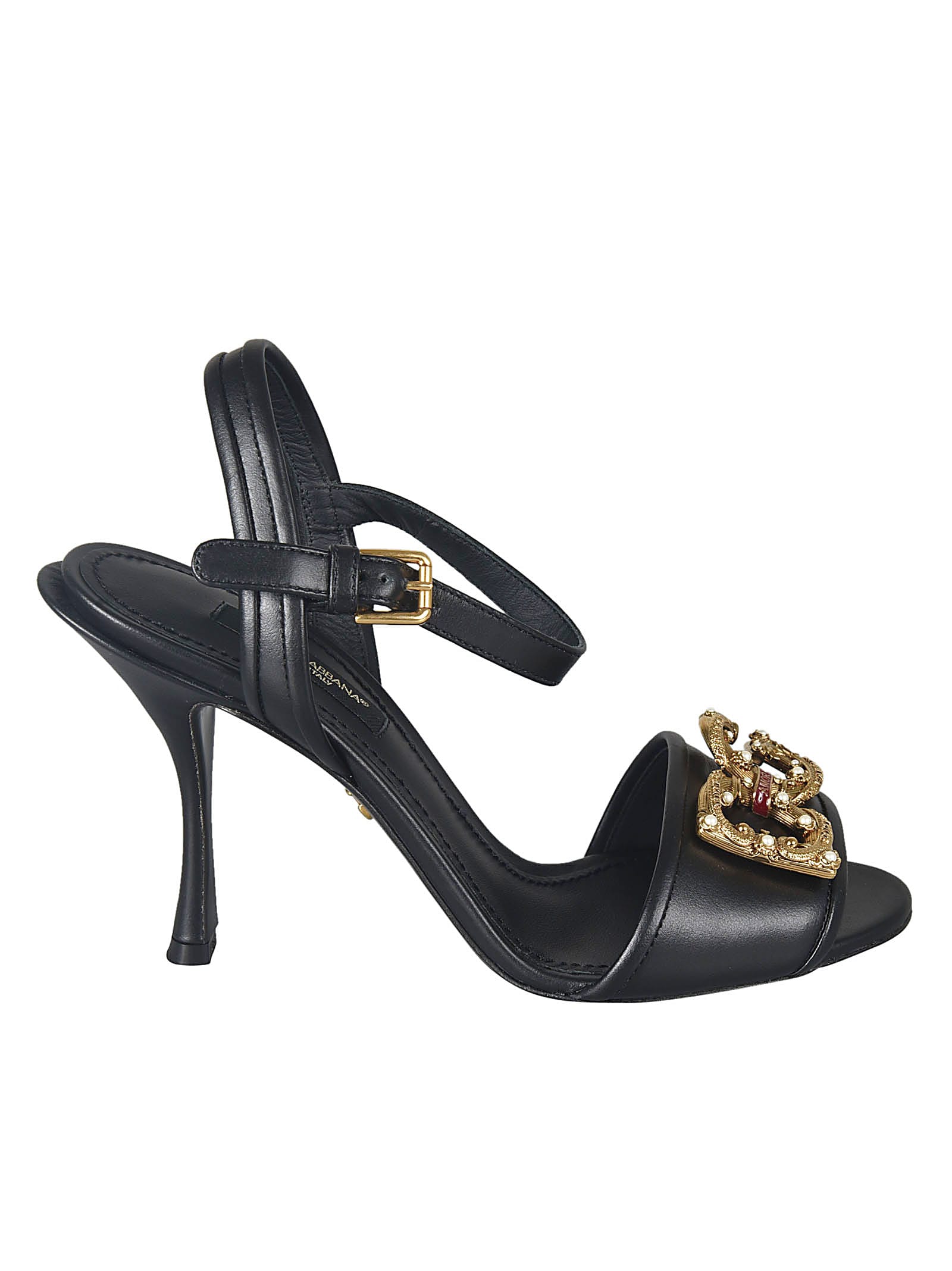 Dolce & Gabbana Logo Plaque Sandals In Black