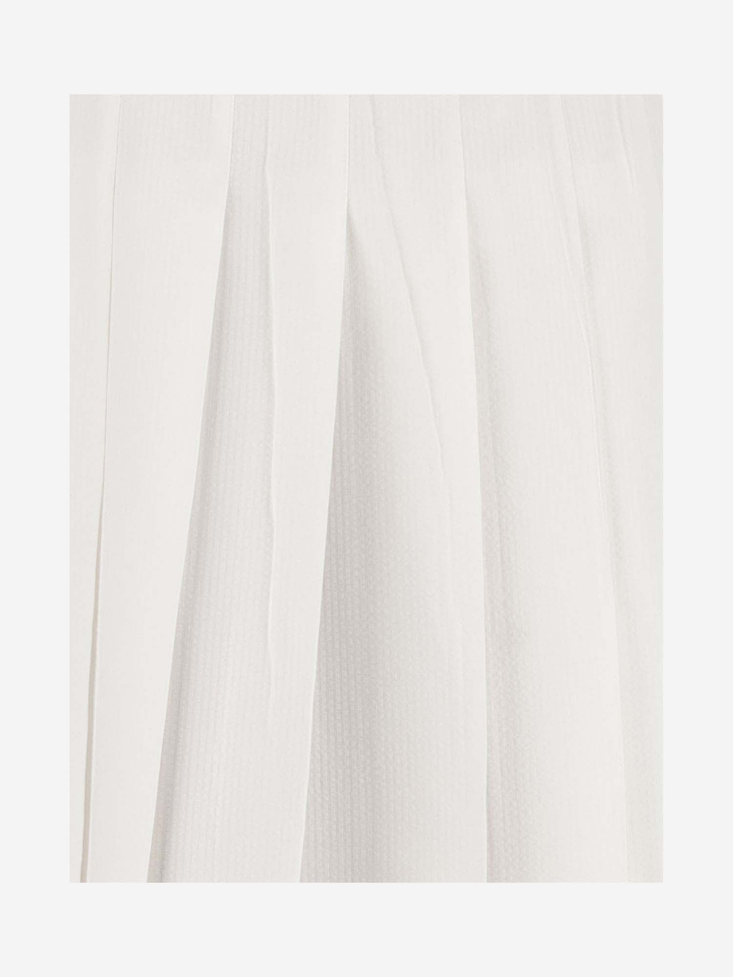 Shop Thom Browne Cotton Pleated Midi Skirt In White