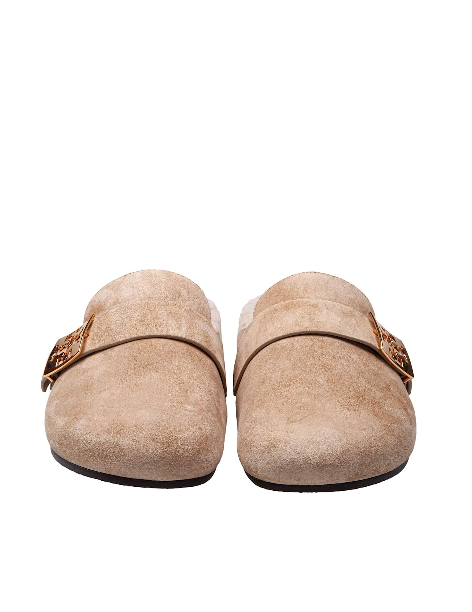 Shop Tory Burch Mules Mellow In Shearling Color Taupe