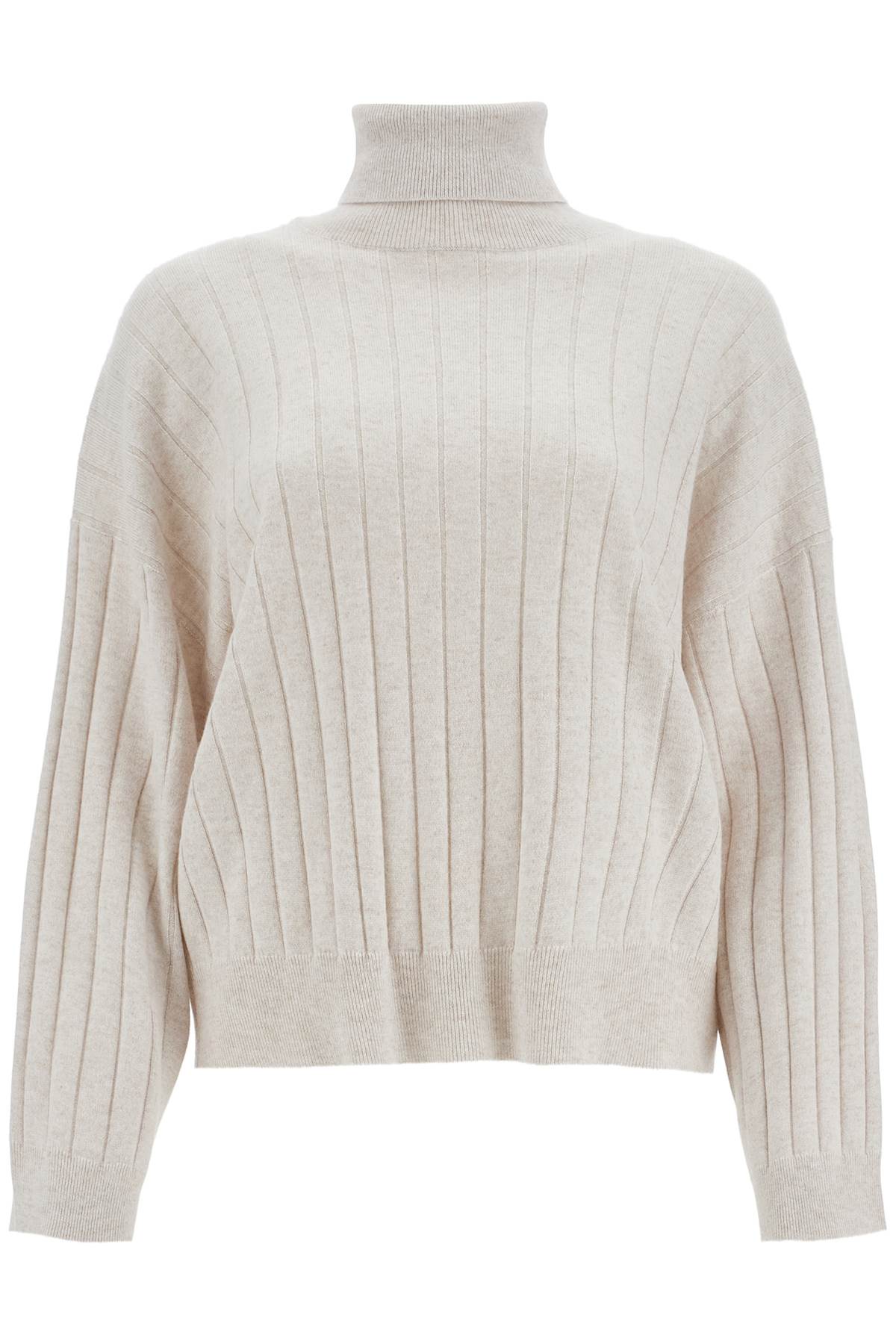 Shop Brunello Cucinelli High-neck Cashmere Pullover Sweater In Madreperla (beige)