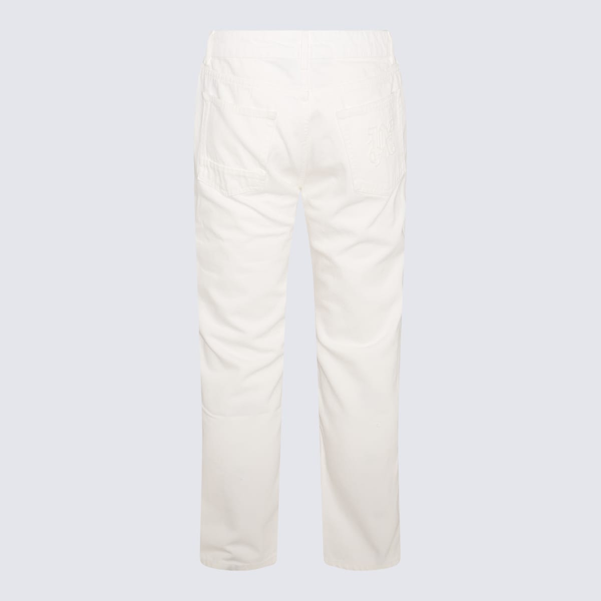 Shop Palm Angels Off White Cotton Jeans In Off White Black
