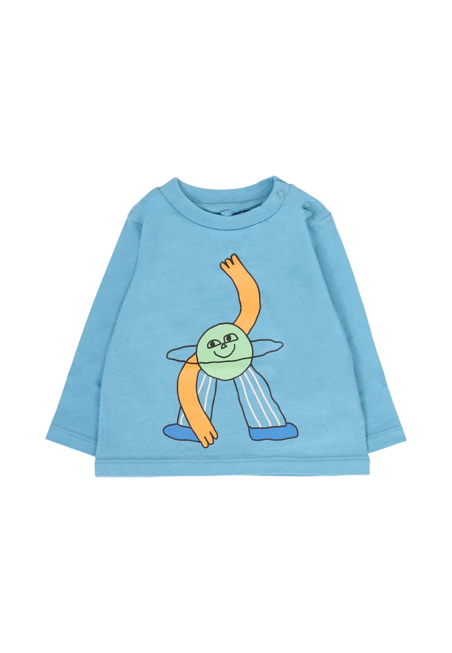 Stella Mccartney Light Blue T-shirt For Baby Boy With Space Print In Blue