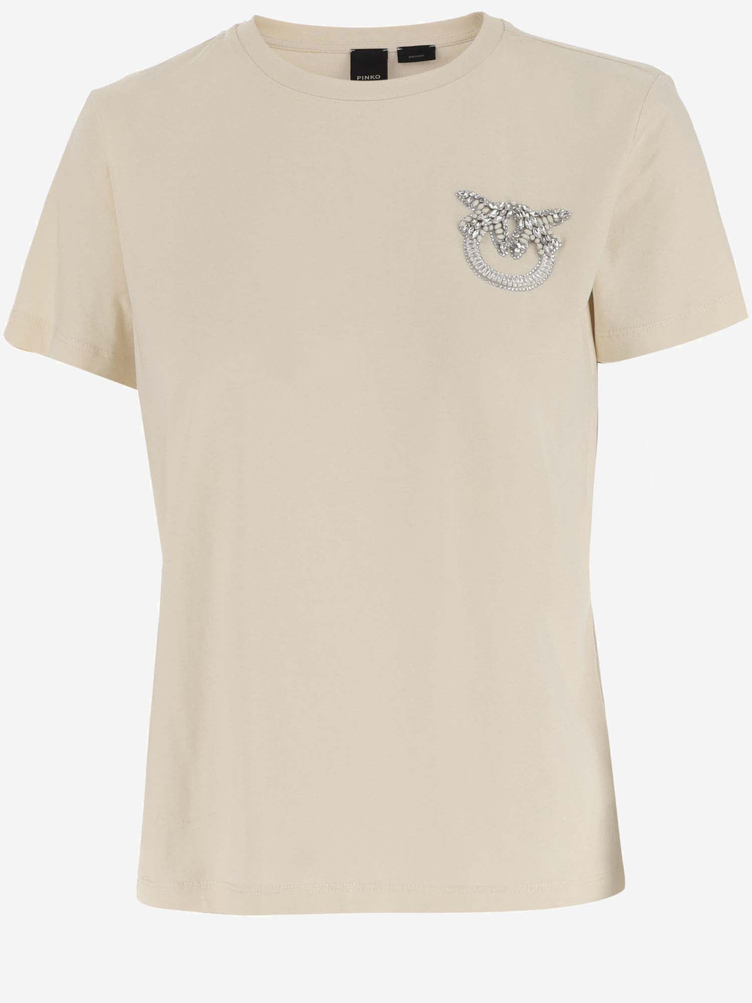 Pinko Love Birds-appliqué T-shirt In Ivory
