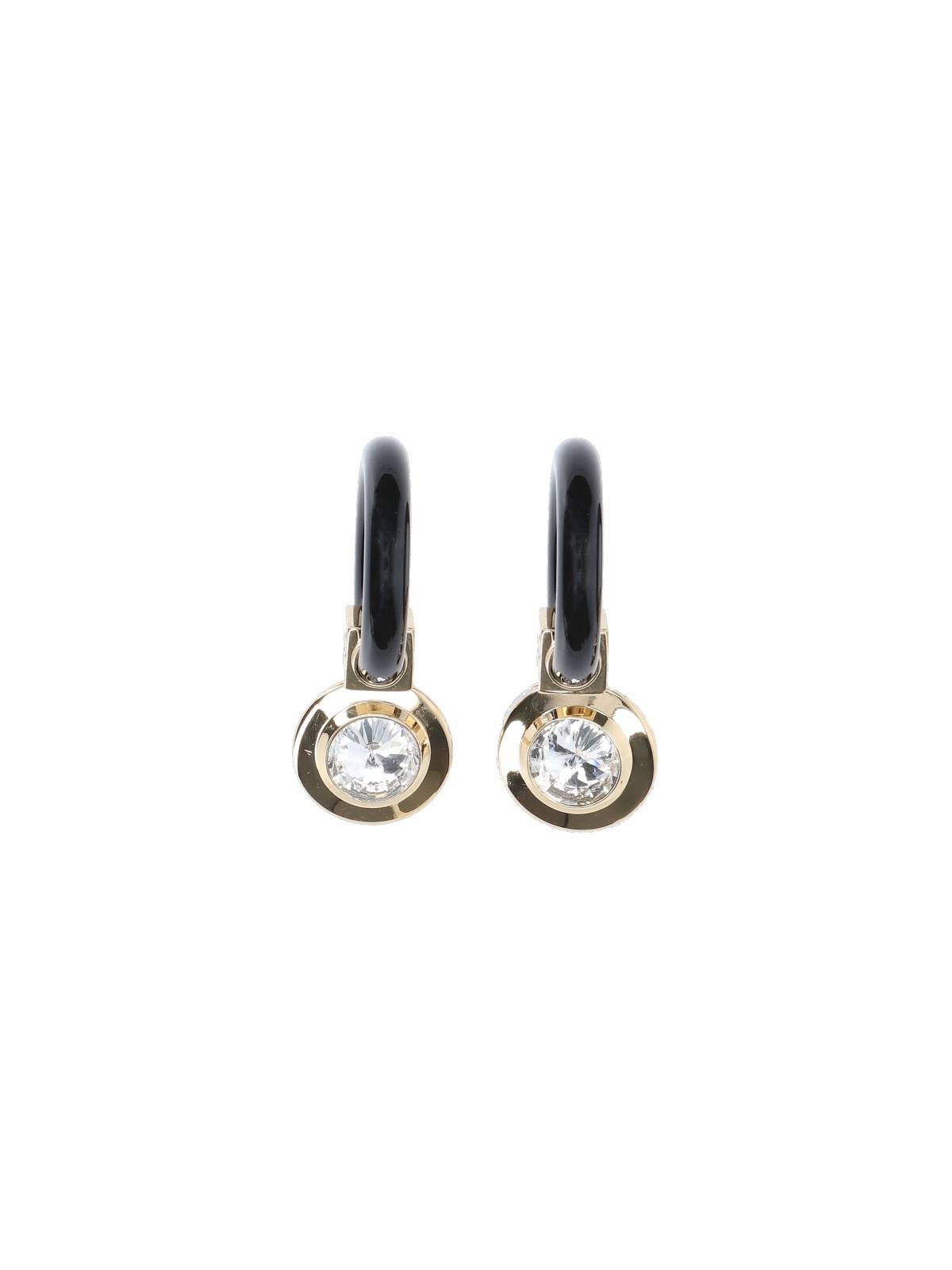Shop Miu Miu Crystal Earrings In Oro+nero