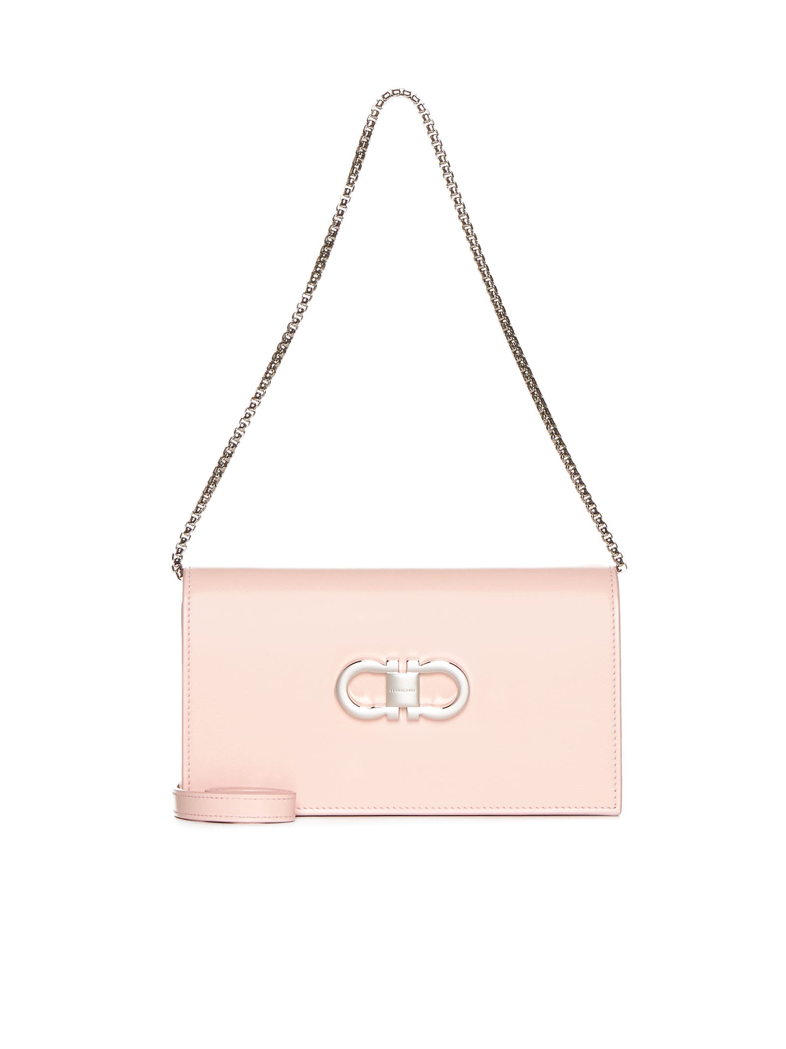 Shop Ferragamo Shoulder Bag In Nylund Pink || Optic-white