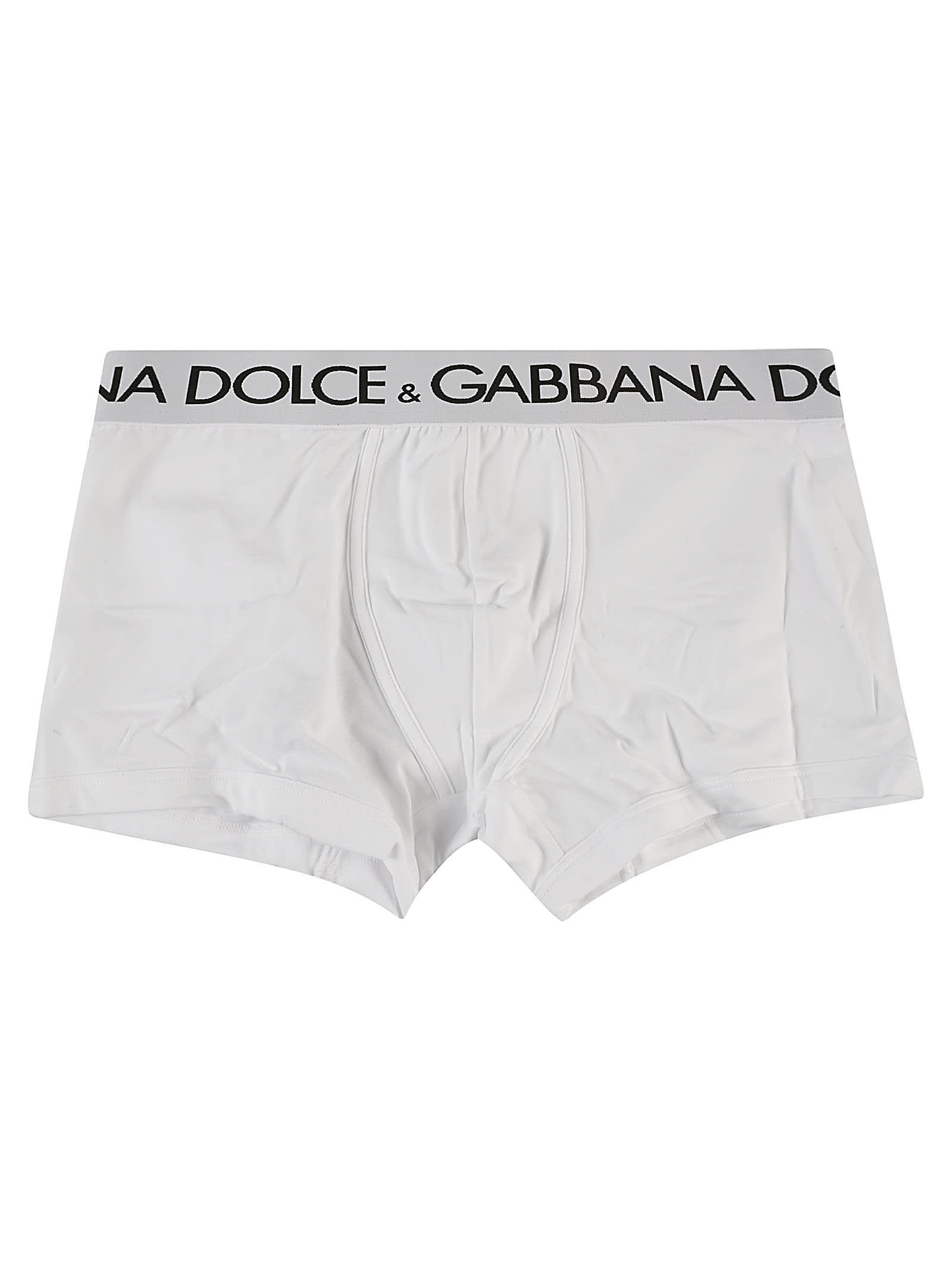 Dolce & Gabbana Waist Logo Boxer Briefs In Optic White