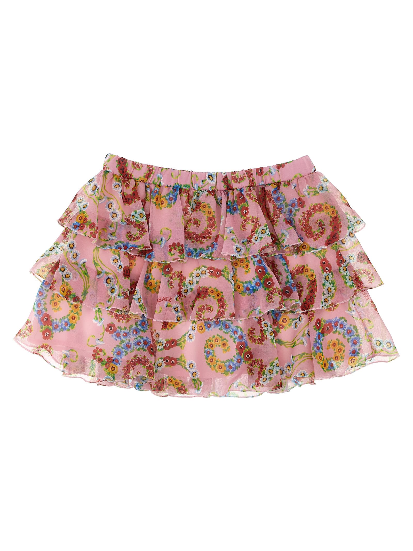 Versace Geo Poly Barocco Flower Skirt In Multicolor