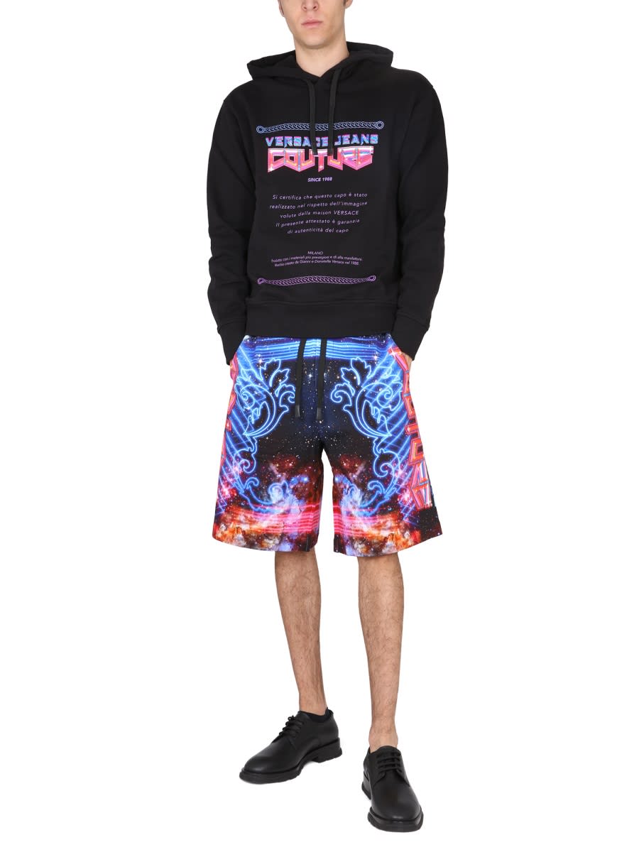 Shop Versace Jeans Couture Space Warranty Hoodie In Black