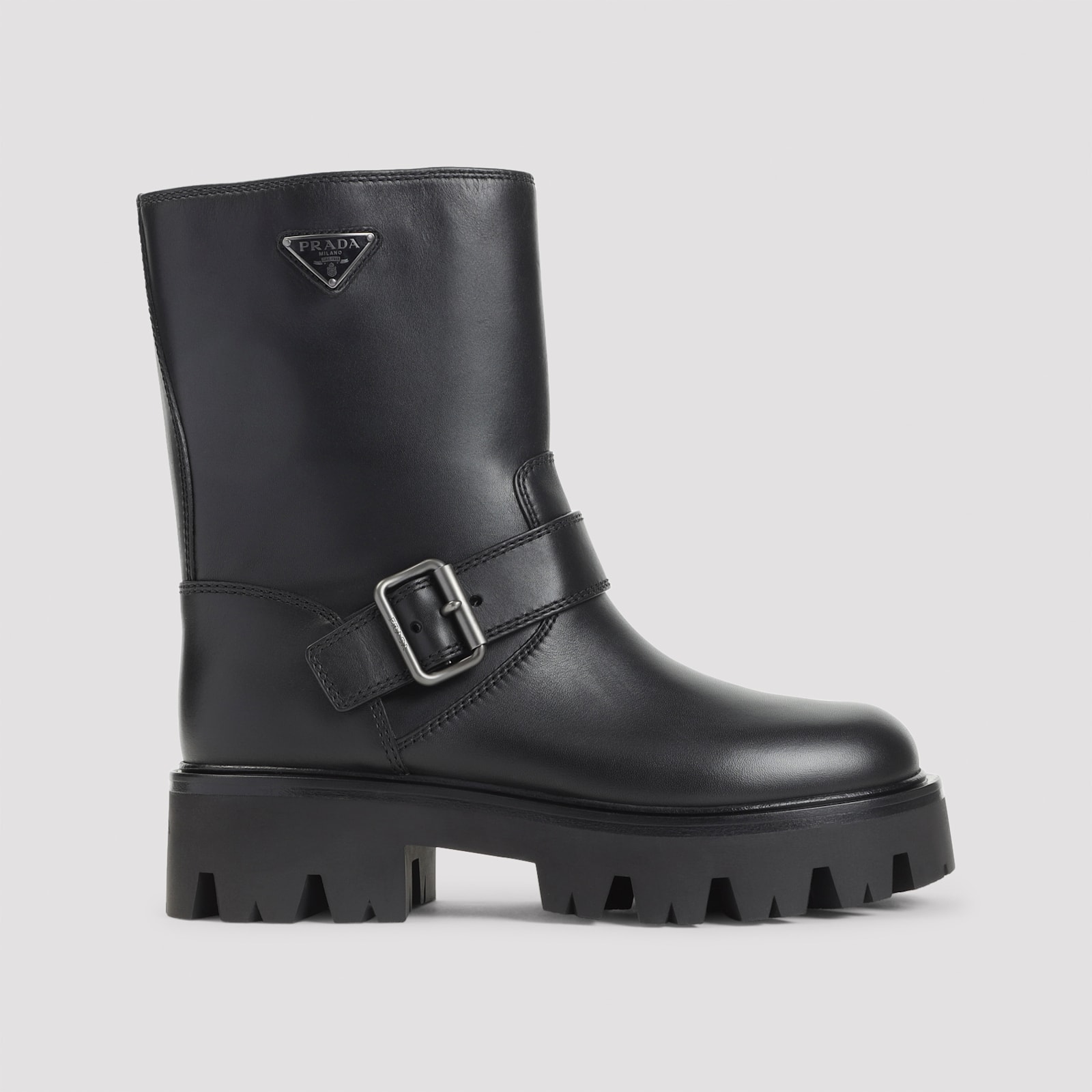 Prada Black Leather Sneaker In Black