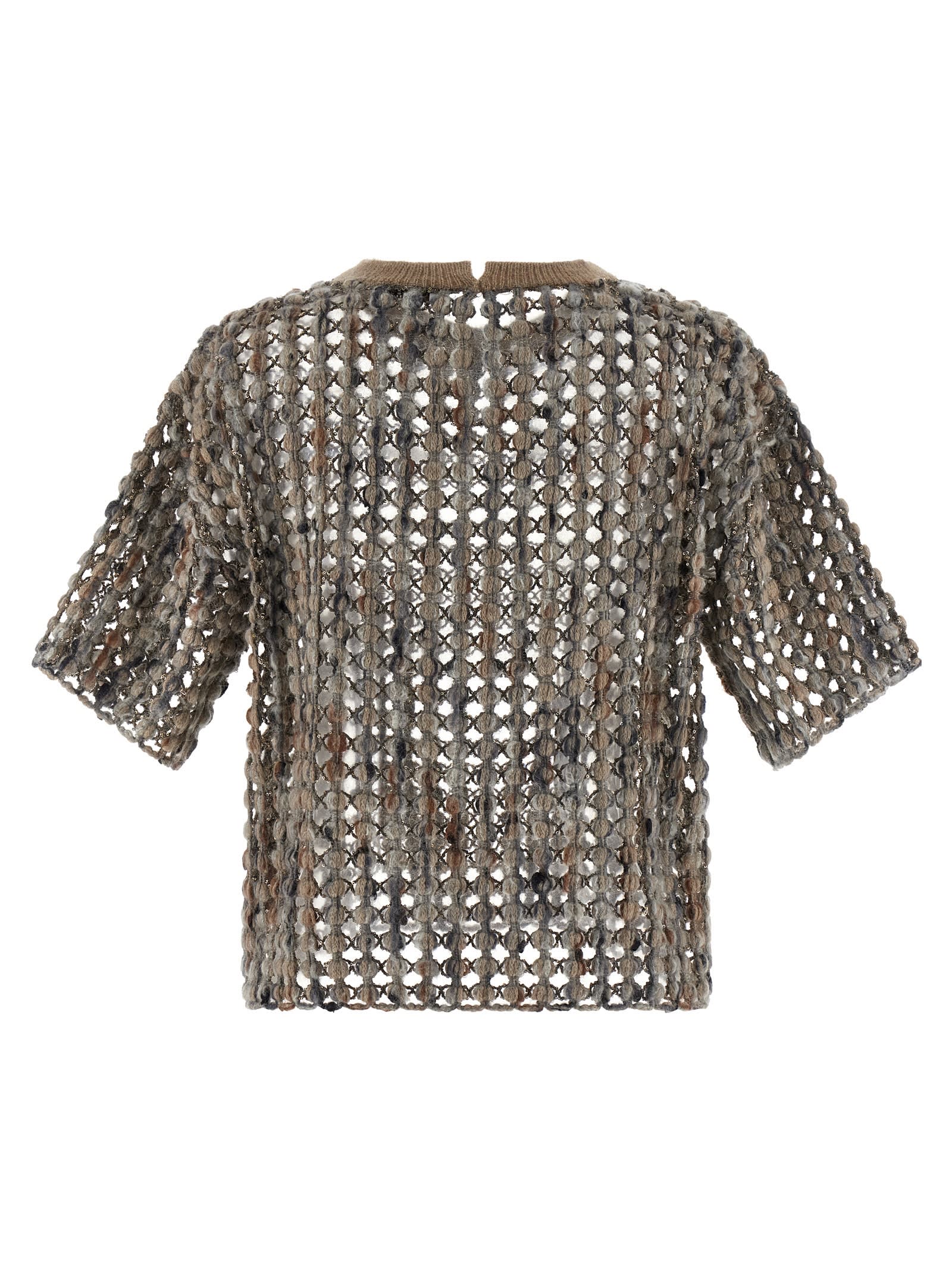 Brunello Cucinelli Sparkling Short Sleeve Knitwear In Multi