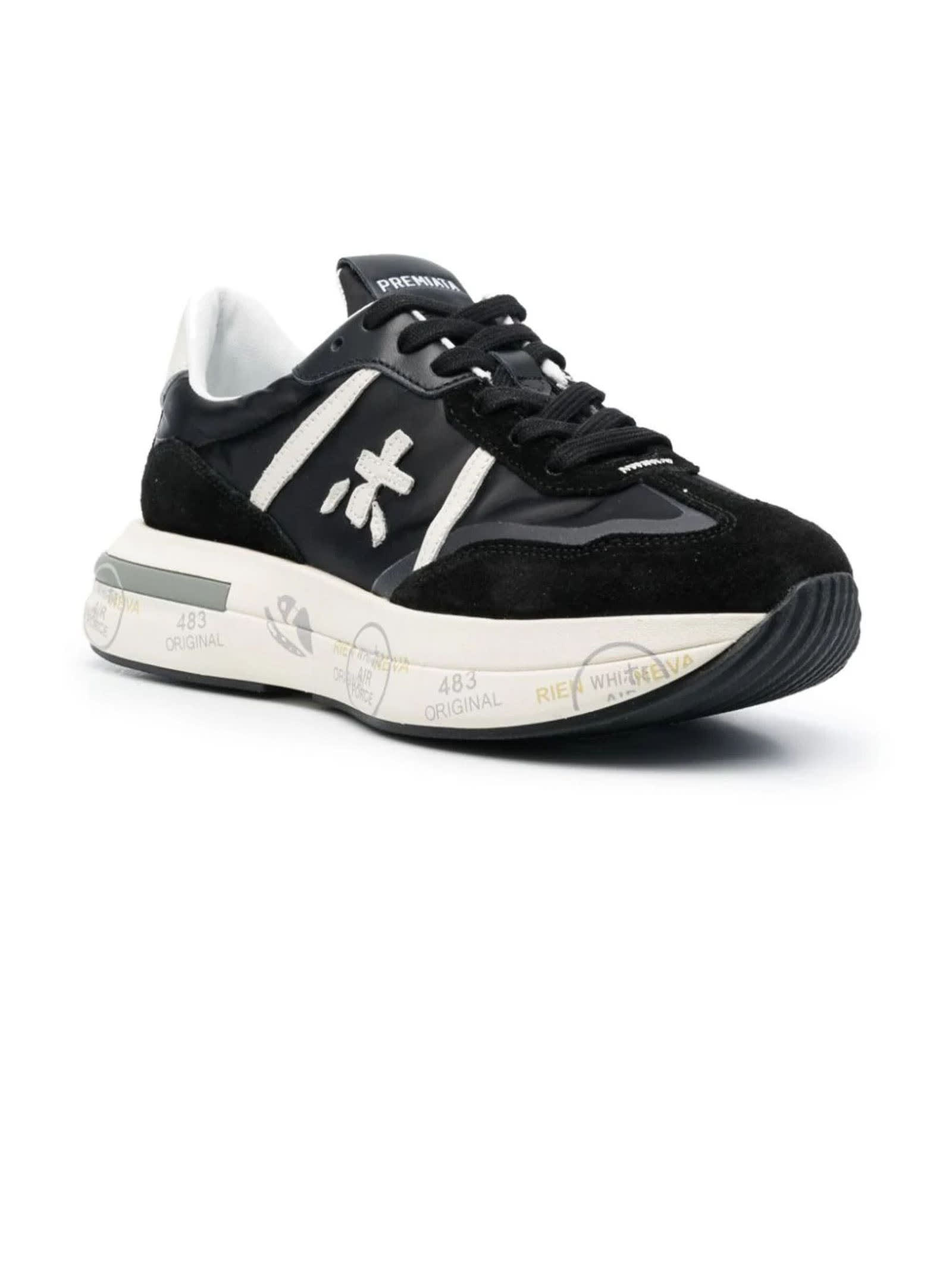 Shop Premiata Black Cassie Sneakers