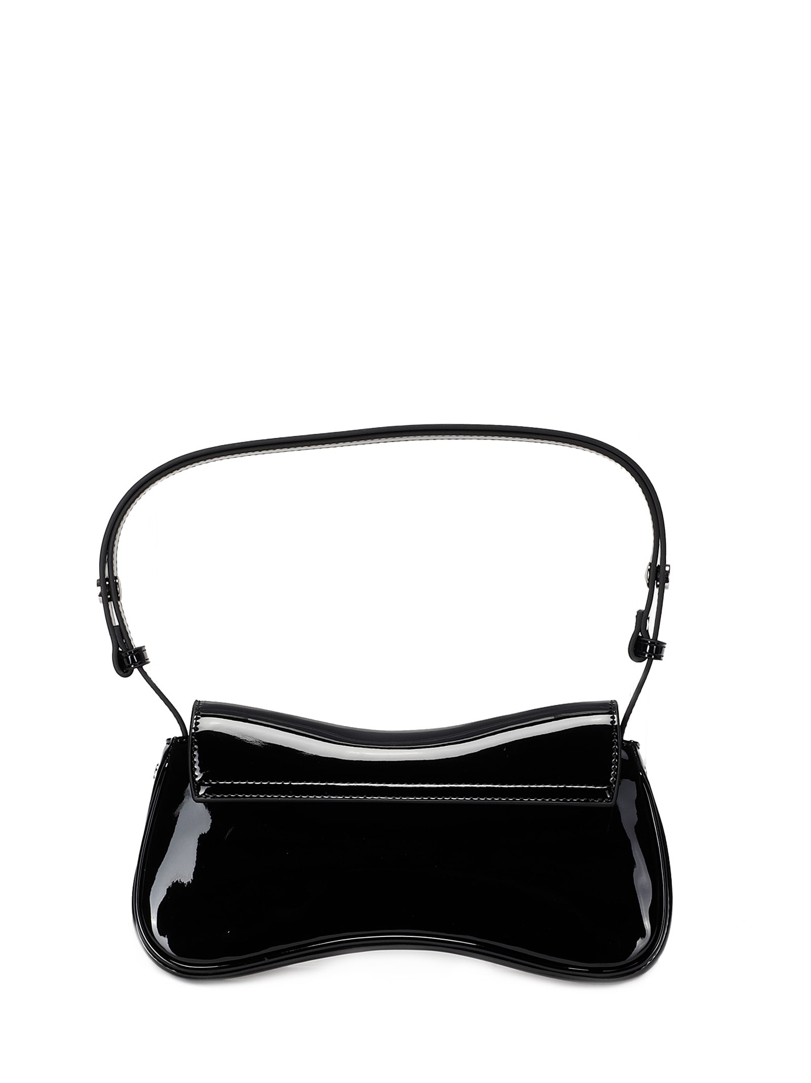 Diesel Curved Black Play Clutch With Glossy Finish And Magnetic Closure In Black