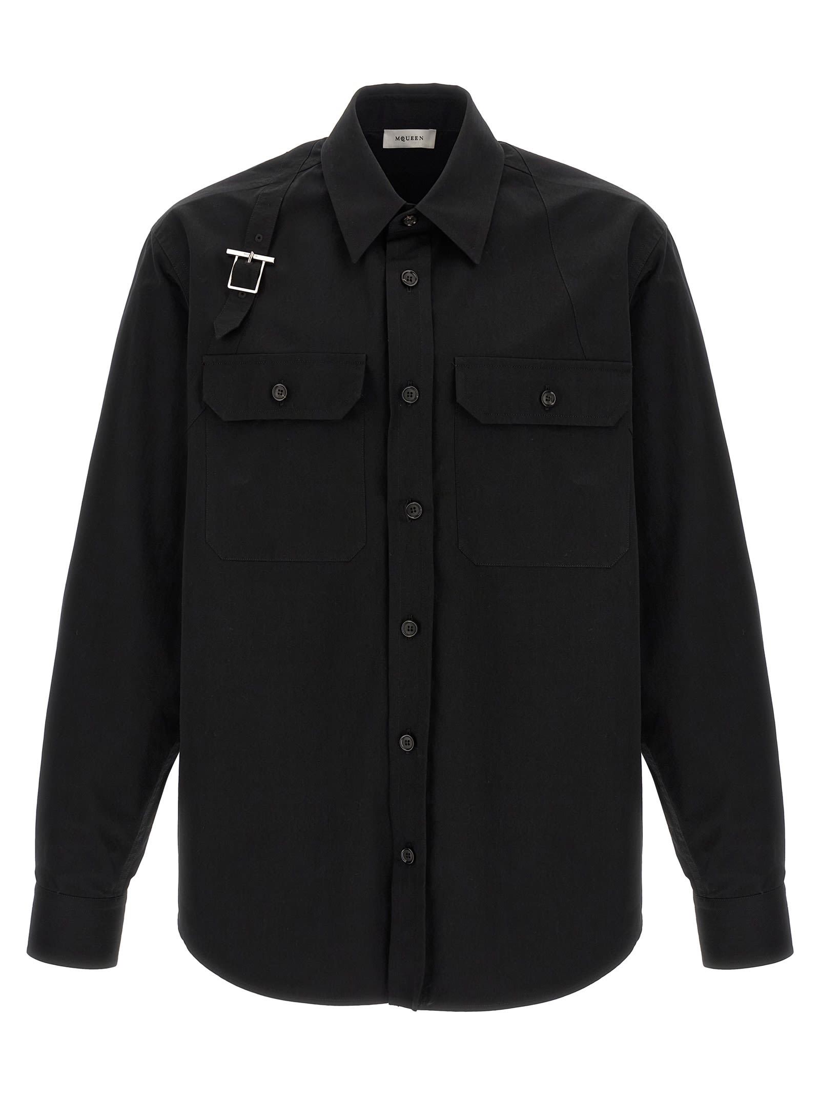 Alexander Mcqueen Mcqueen T-bar Harness Utility Button-up Shirt In Black