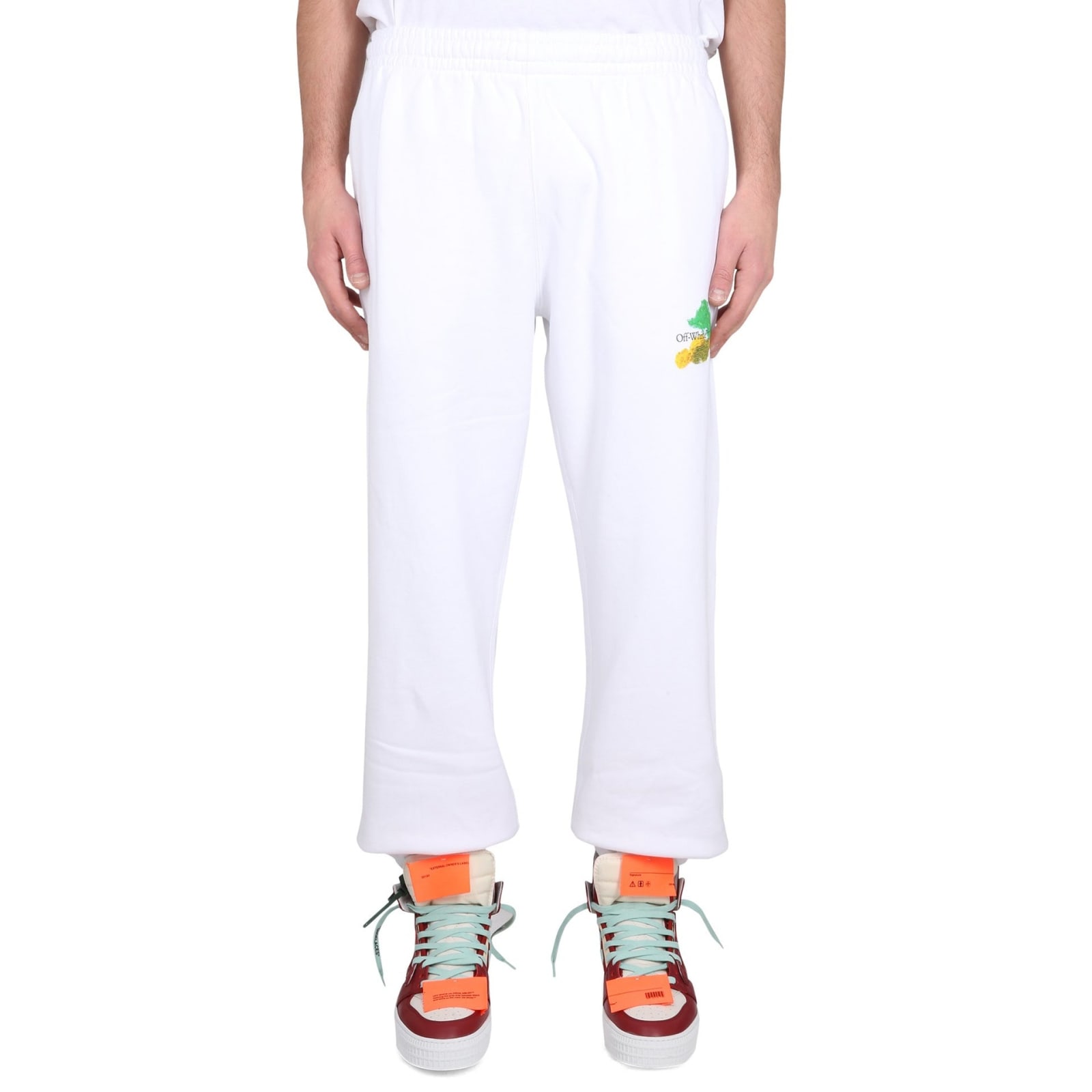 Shop Off-white Cotton Logo Sweatpants In White