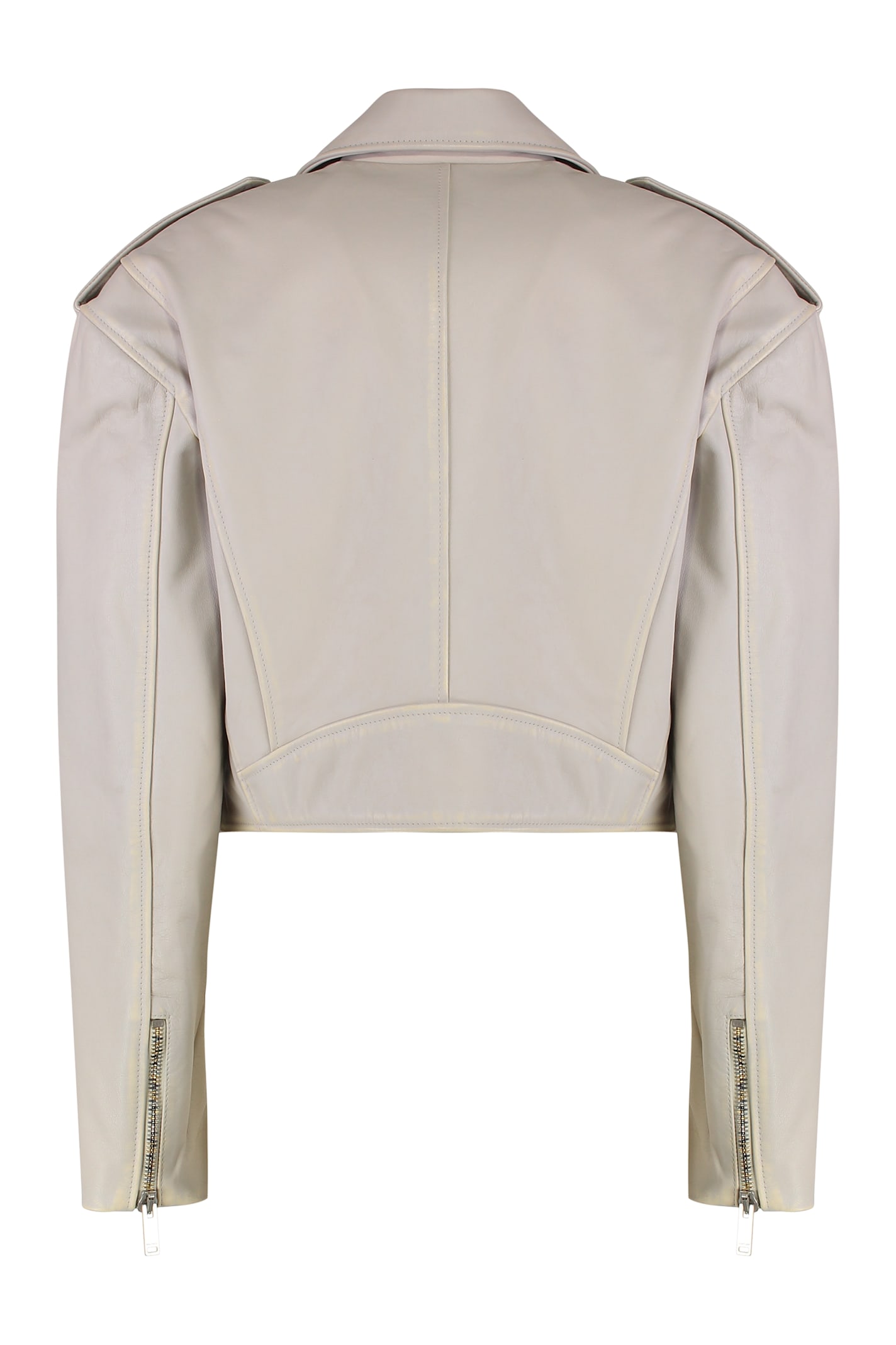 Halfboy Short Leather Jacket With Flap And Zip Pockets