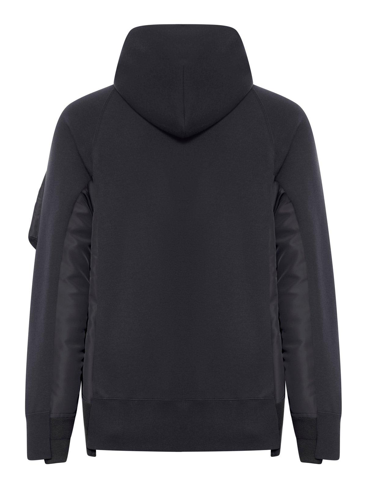 Sacai Men's Hybrid Zippered Hoodie In Black