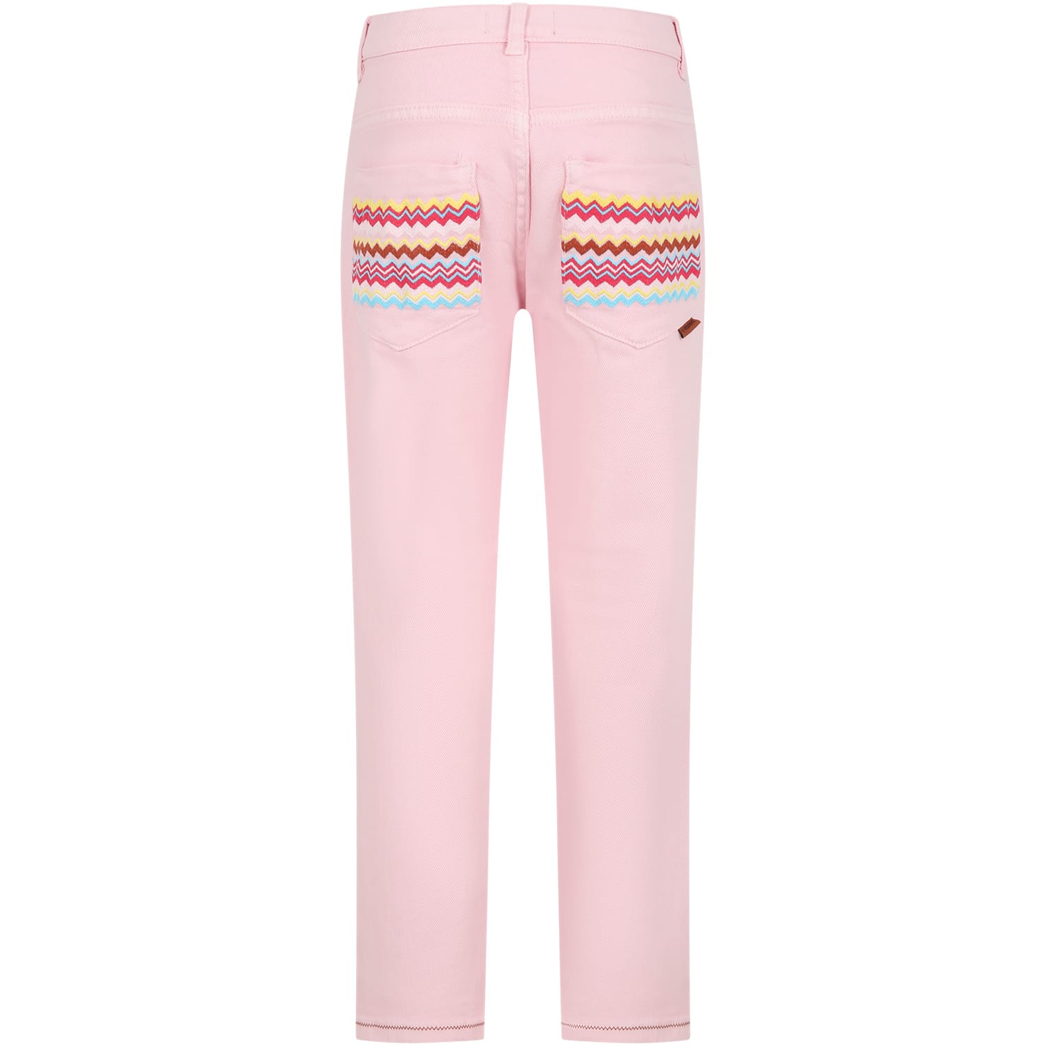 Shop Missoni Pink Trousers For Girl With Iconic Print