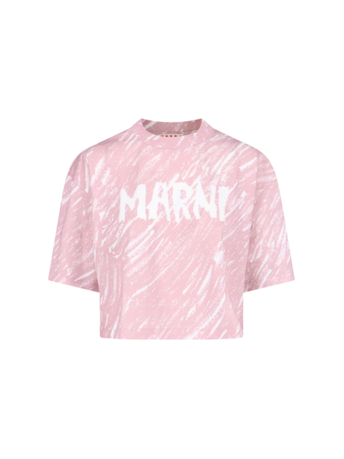 Shop Marni Logo Crop T-shirt In Pink