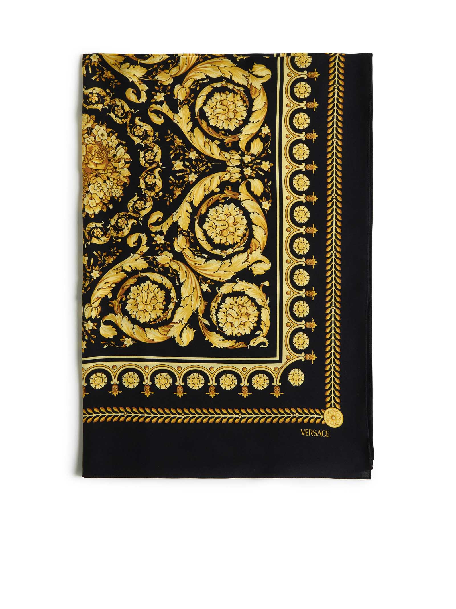Versace Scarf In Black Gold