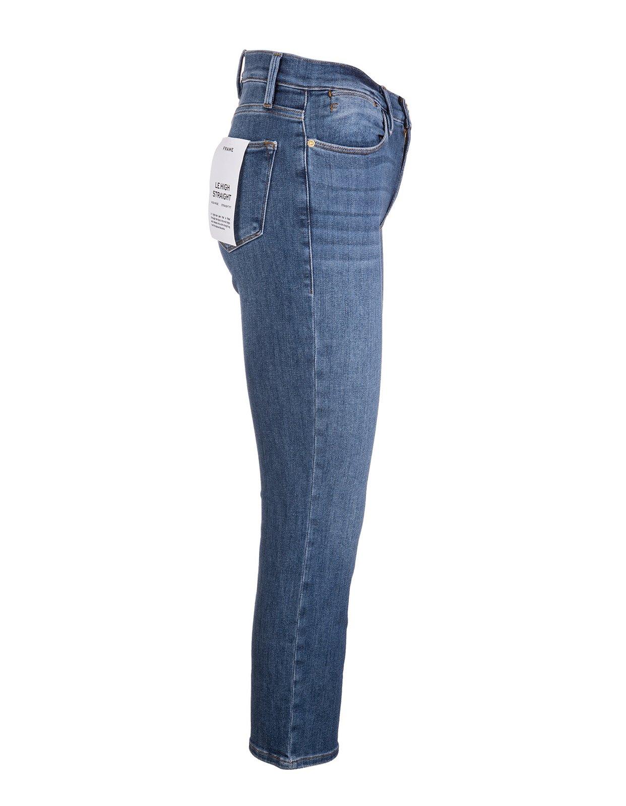 Shop Frame Faded Effect Cropped Jeans In Blu