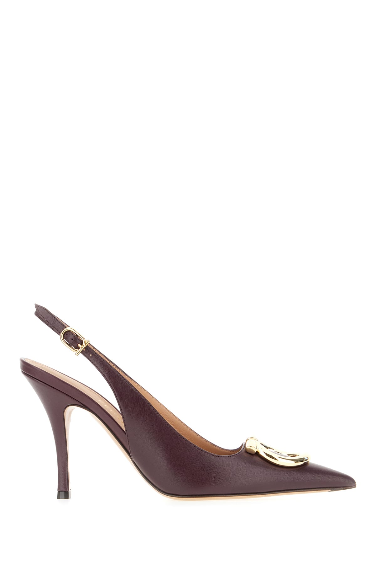 Ferragamo Sara 95 Leather Slingback High Heel In Burgundy