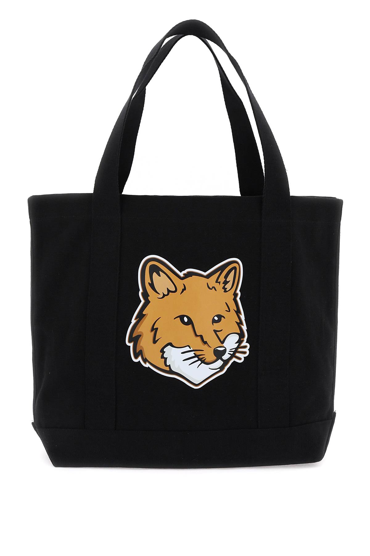 Shop Maison Kitsuné Fox Head Tote Bag In Black (black)