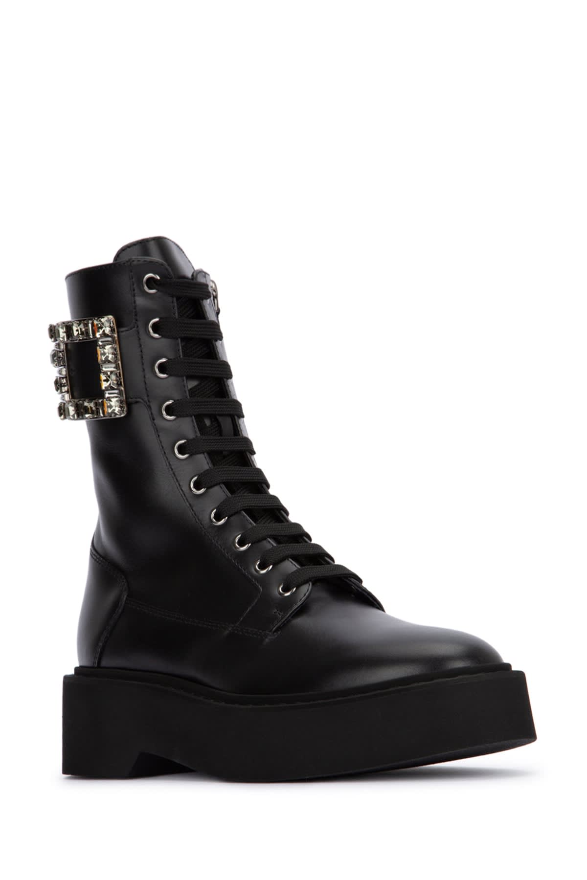Roger Vivier Women Viv Rangers High Stra Lace-up Boot In Nero