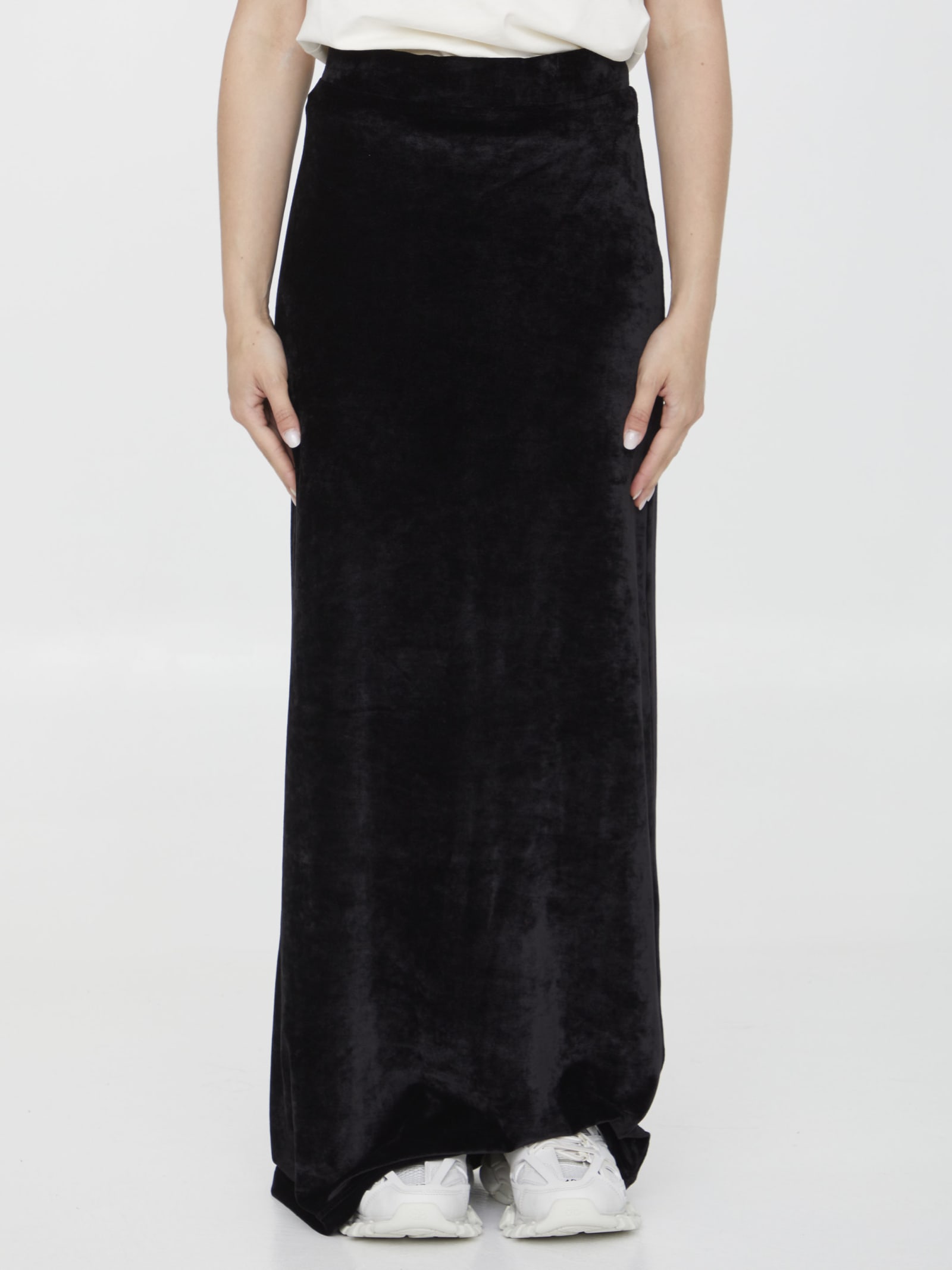 Balenciaga Black Drawstring Maxi Skirt In Black