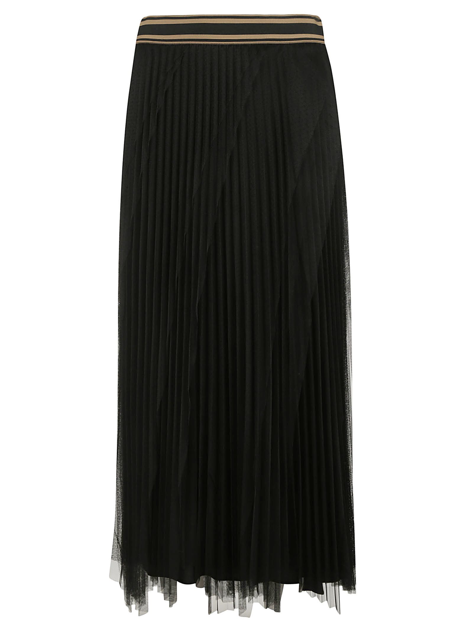 BRUNELLO CUCINELLI DOUBLE-LAYERED PLEATED LONG SKIRT,11288635