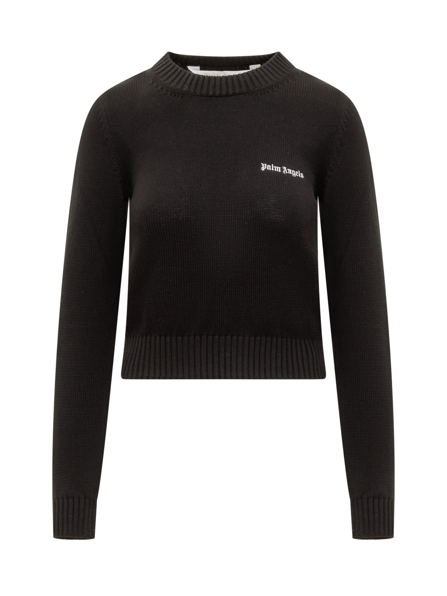 Shop Palm Angels Sweater With Logo In Nero