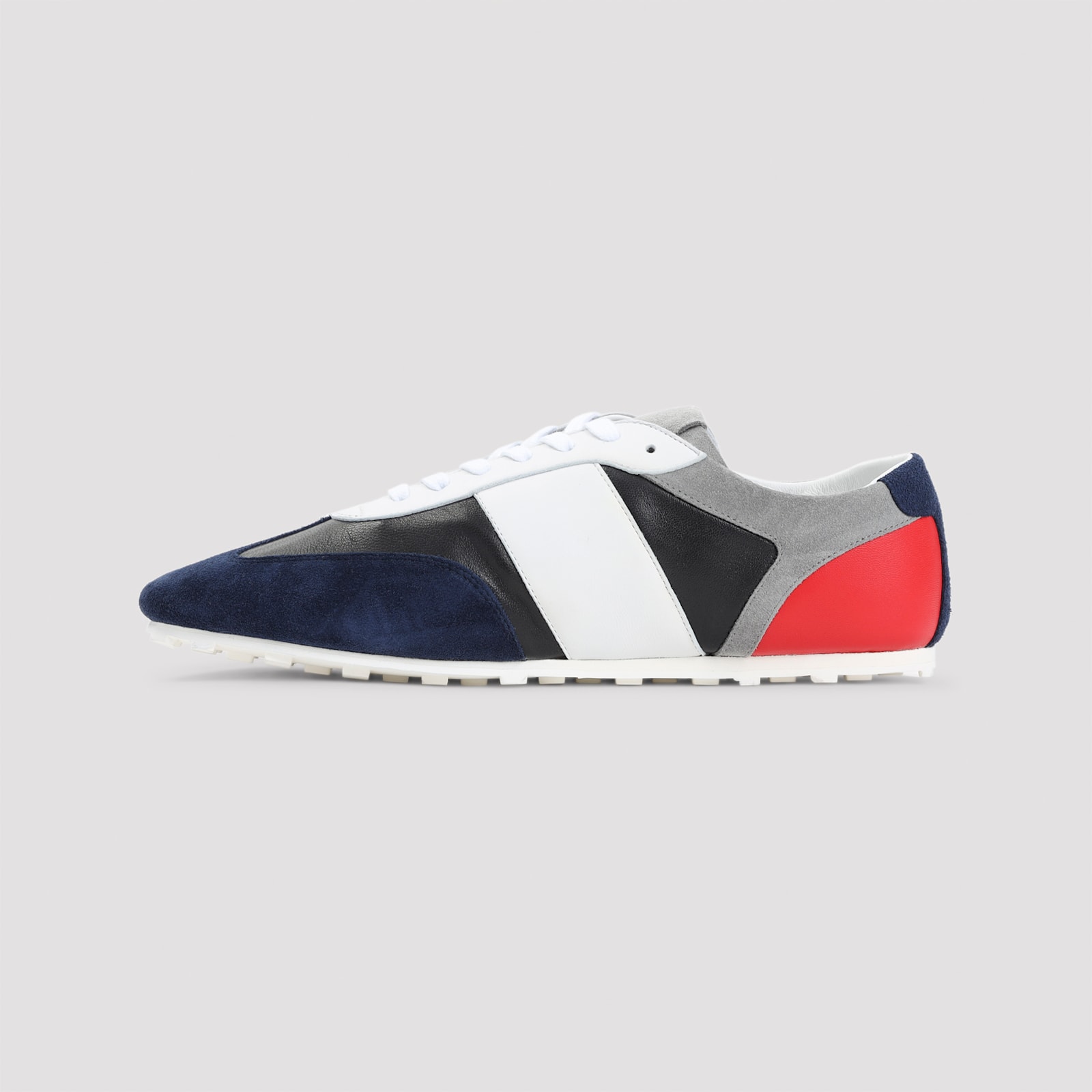 Marni Logo-embroidered Suede-trimmed Leather Sneakers In Multi