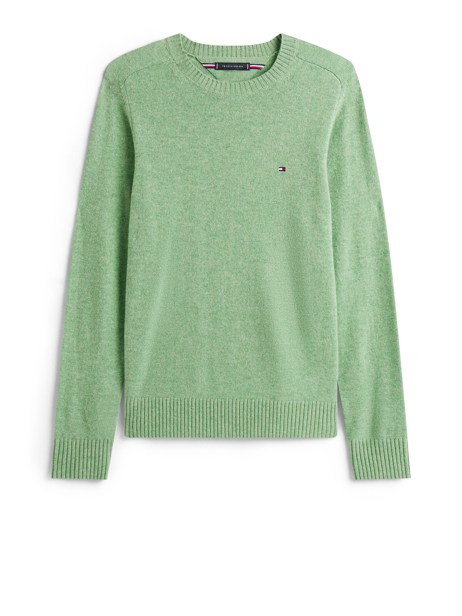 Tommy Hilfiger Logo-detail Crew-neck Sweater In Green