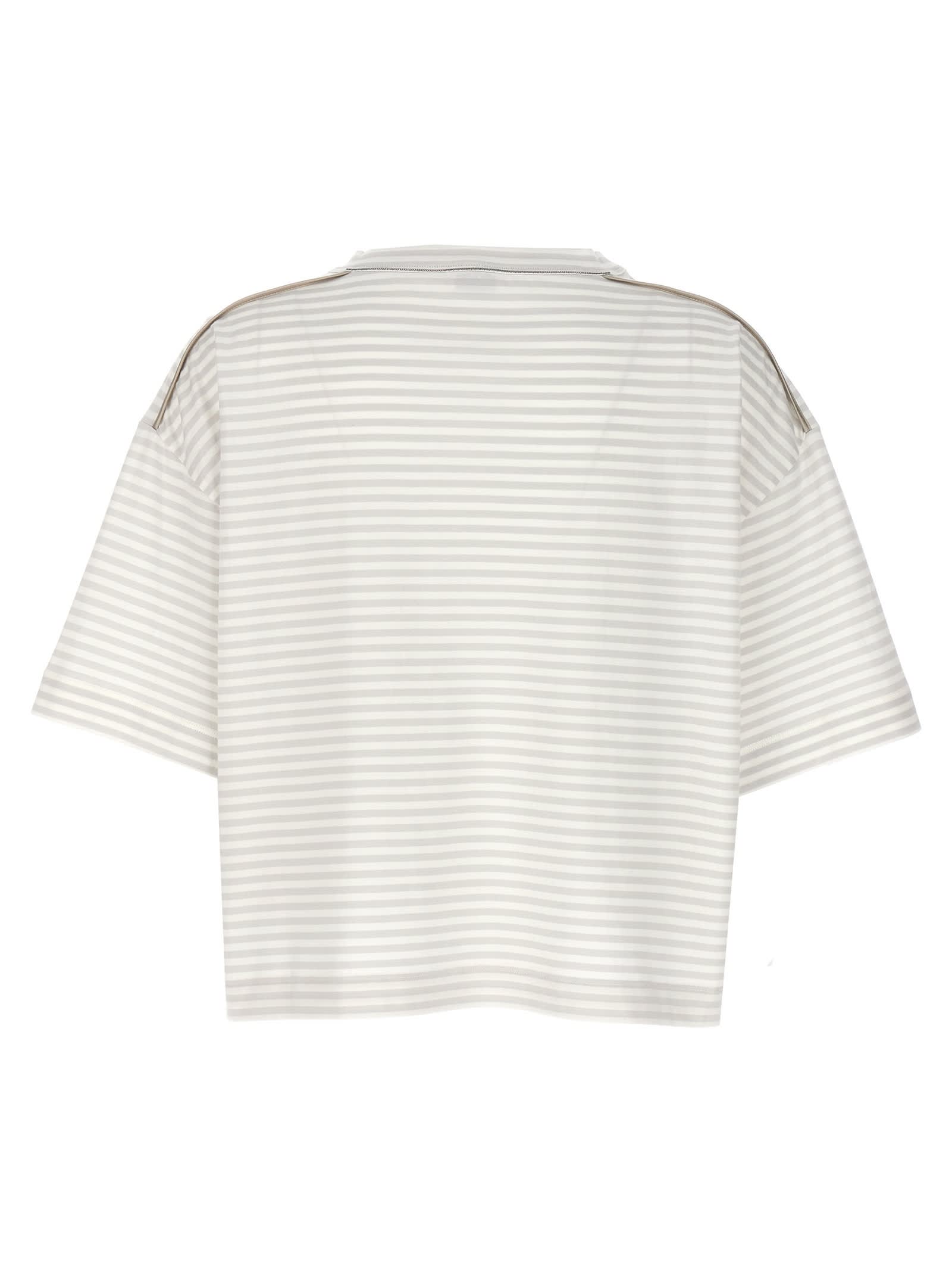 Shop Brunello Cucinelli Striped T-shirt In Grey