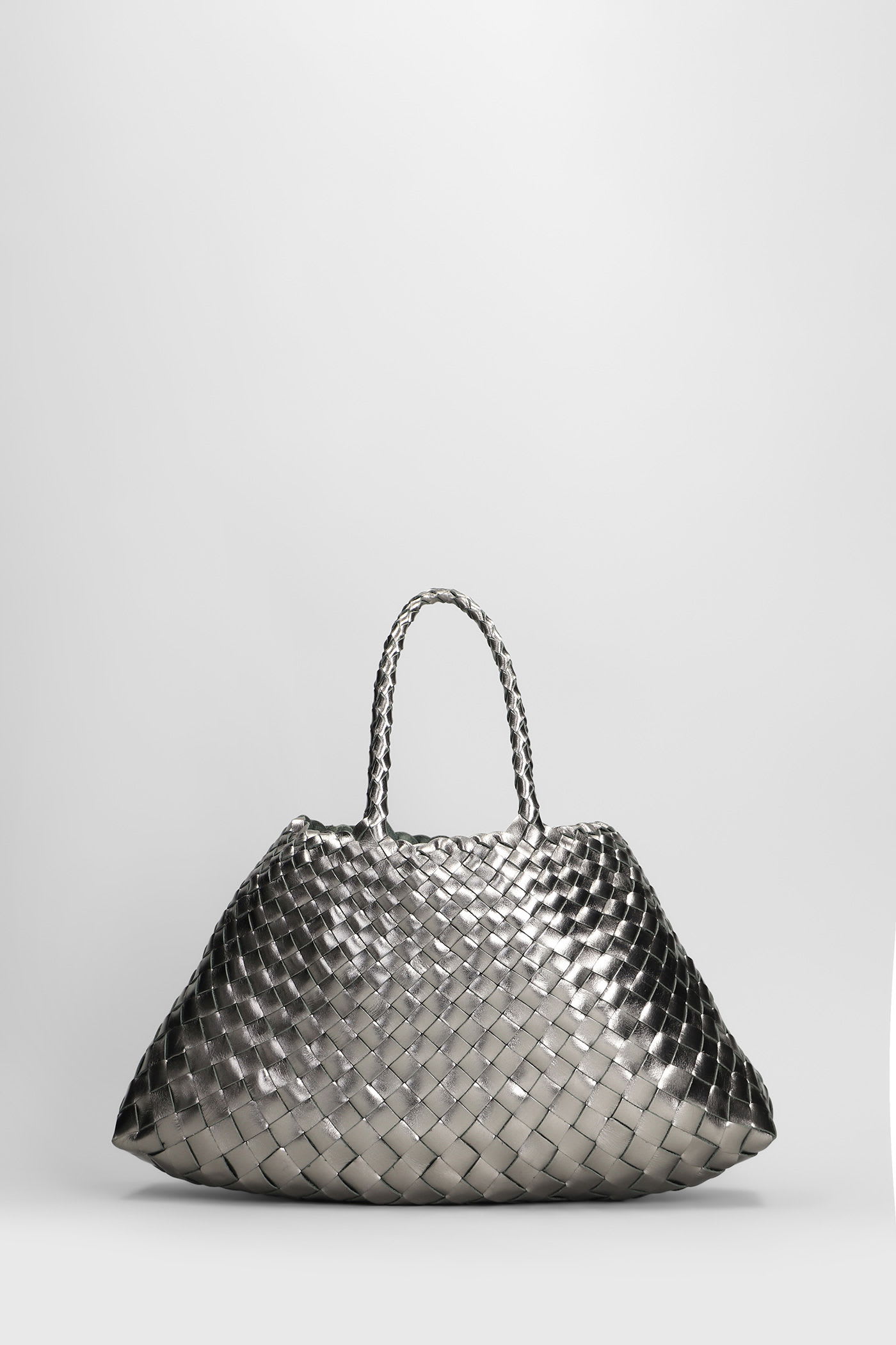 Dragon Diffusion Santa Croce Small Tote In Gunmetal Leather In Gray
