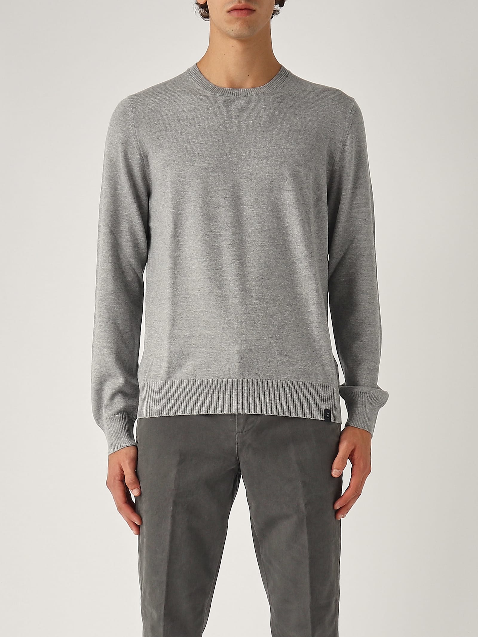 Shop Fay Maglia Girocollo Uomo Sweater In Grigio