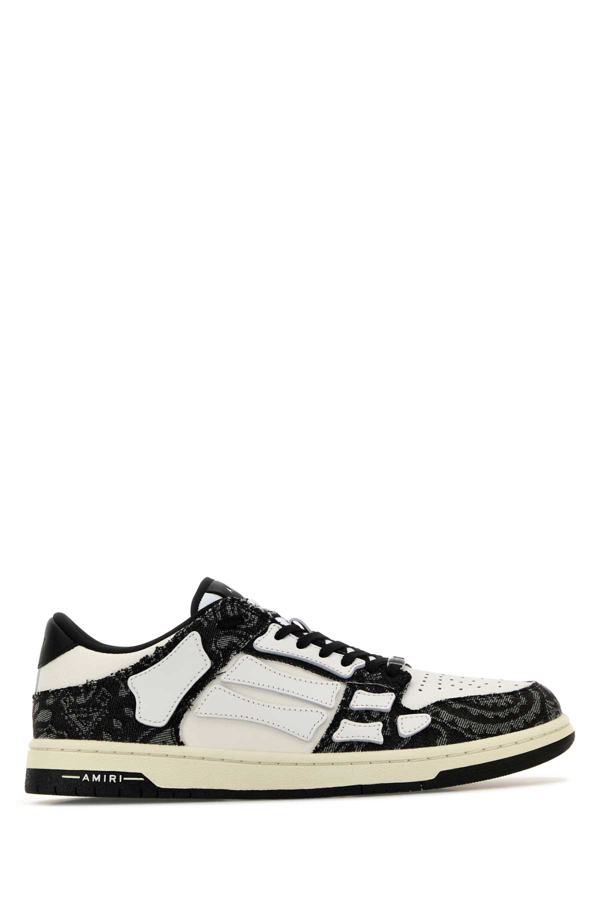 Shop Amiri Multicolor Leather And Fabric Bandana Denim Skel Sneakers In Black