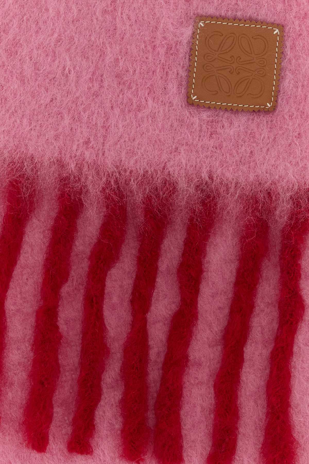 Shop Loewe Two-tone Mohair Blend Scarf In Pinkred