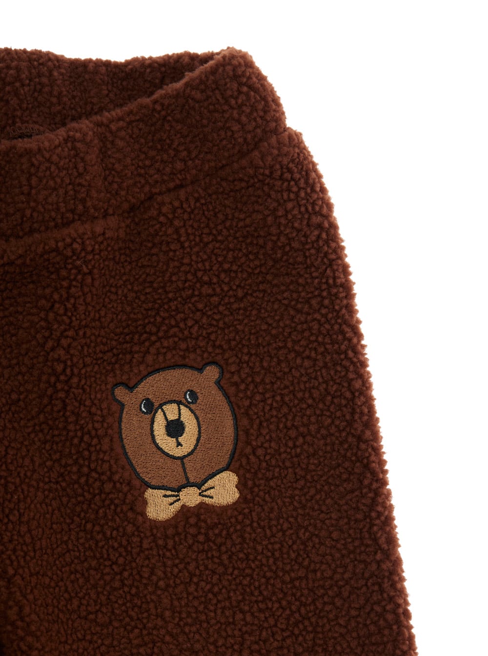 Mini Rodini Brown Trousers With Elastic Waist And Front Logo Patch In Faux Fur Girl In Brown