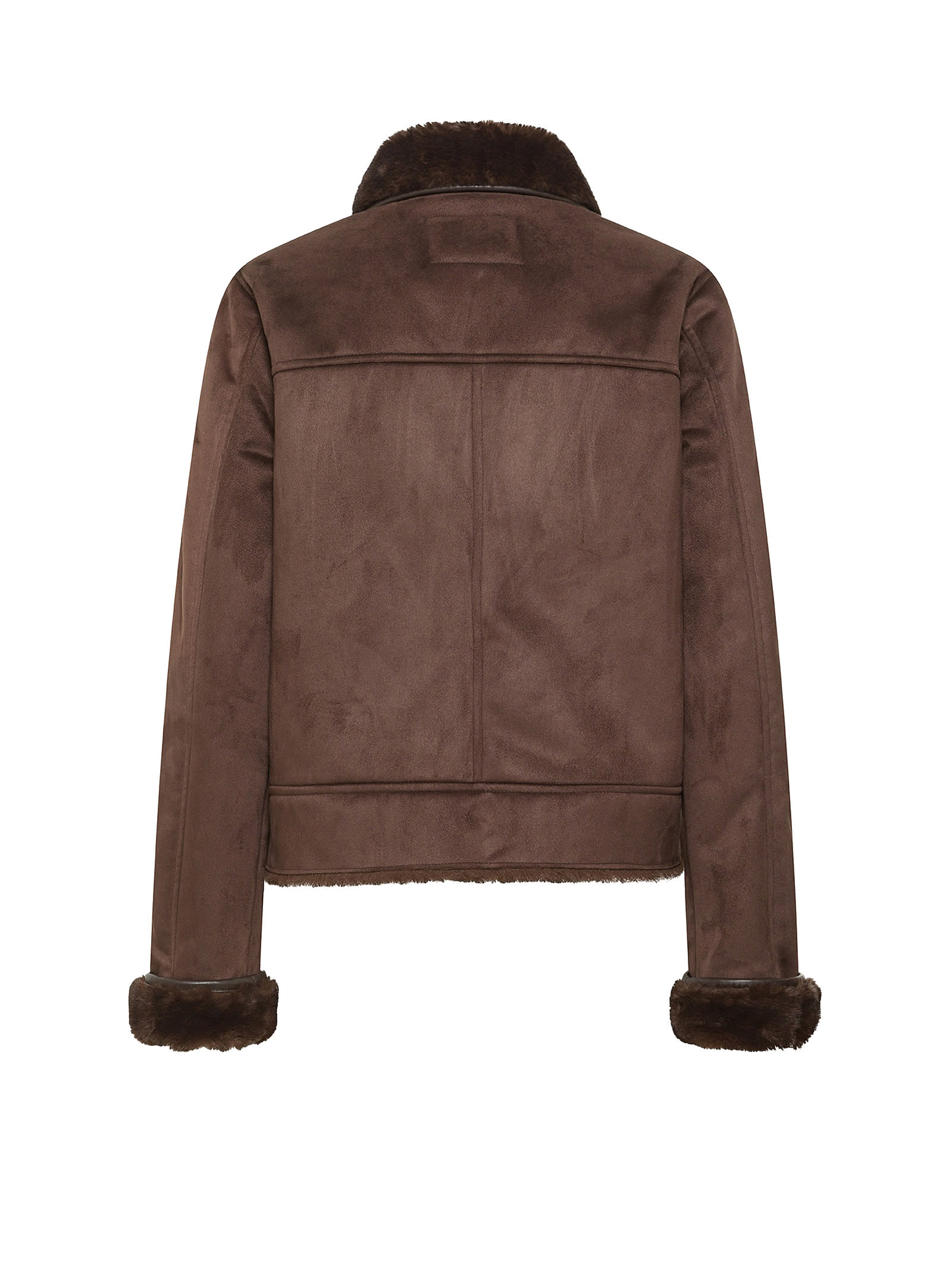 Shop Seventy Faux Sheepskin Jacket With Buttons In Marrone