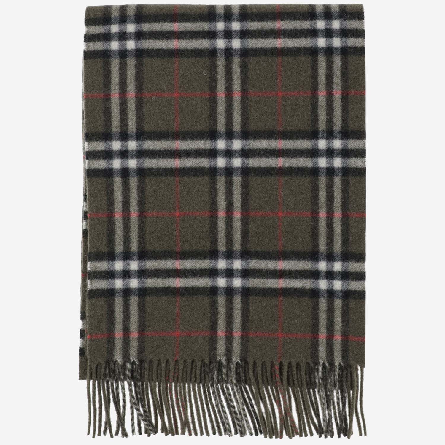 Shop Burberry Cashmere Scarf With Check Pattern In Red