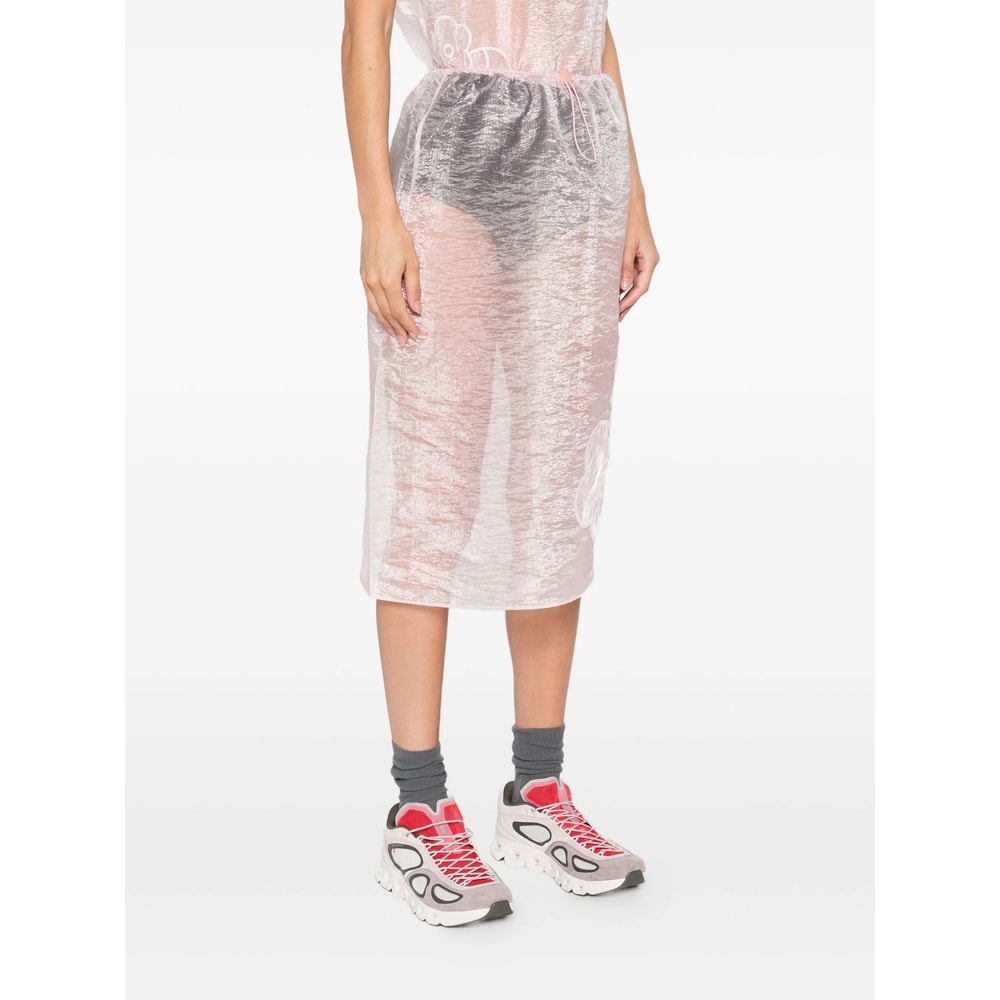 Cecilie Bahnsen Floral-embroidered Skirt In Pink