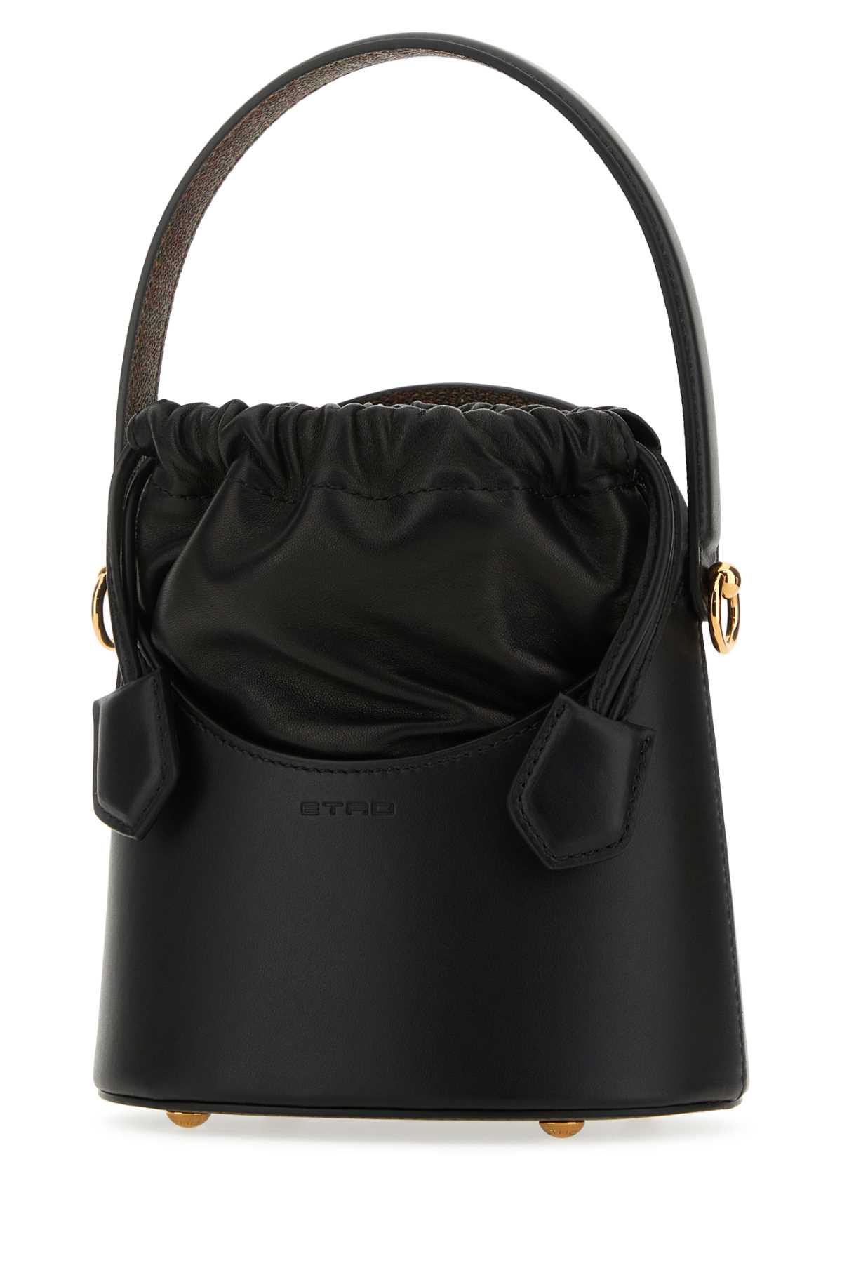 Shop Etro Black Leather Saturno Mini Bucket Bag In 0001