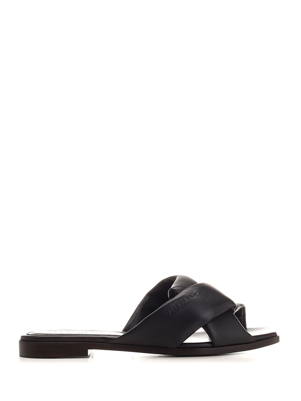 Shop Ferragamo Origami Knot Flat Sandal In Black