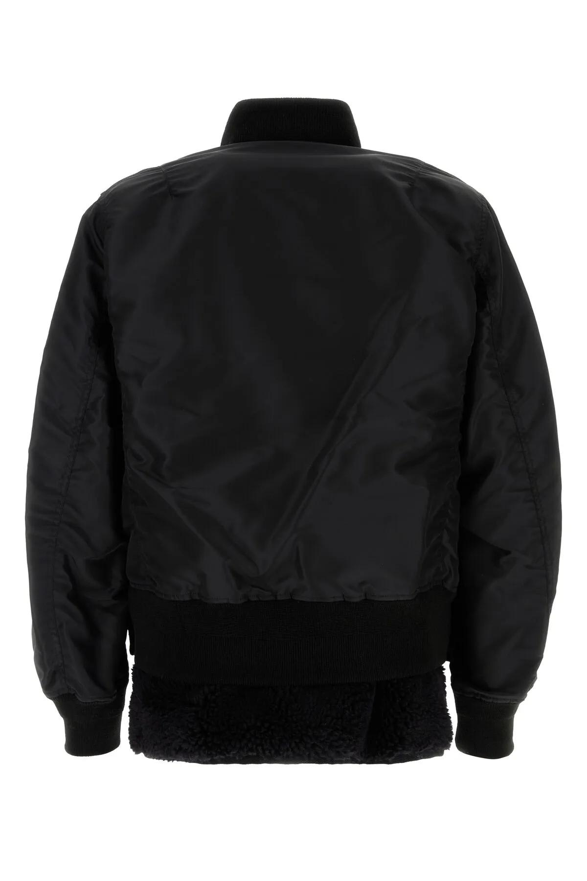 Shop Sacai Black Nylon Bombe Jacket In Nero