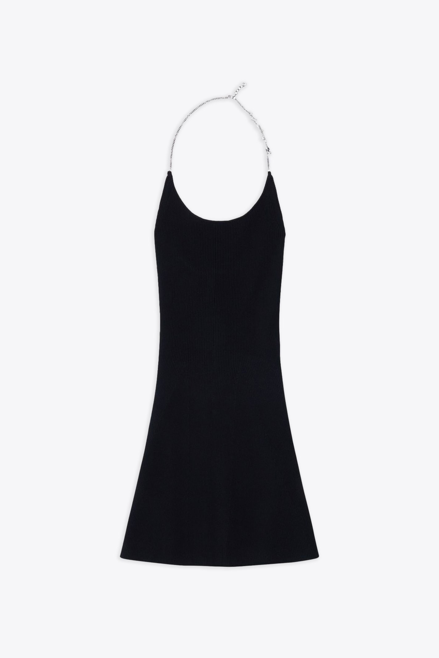 M-arlette Black ribbbed knit short dress with metal chain - M-Arlette