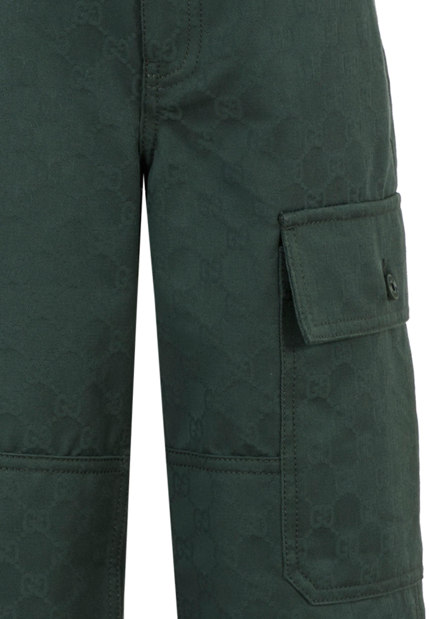 Gucci Green Trousers For Boy With Gg Motif In Green