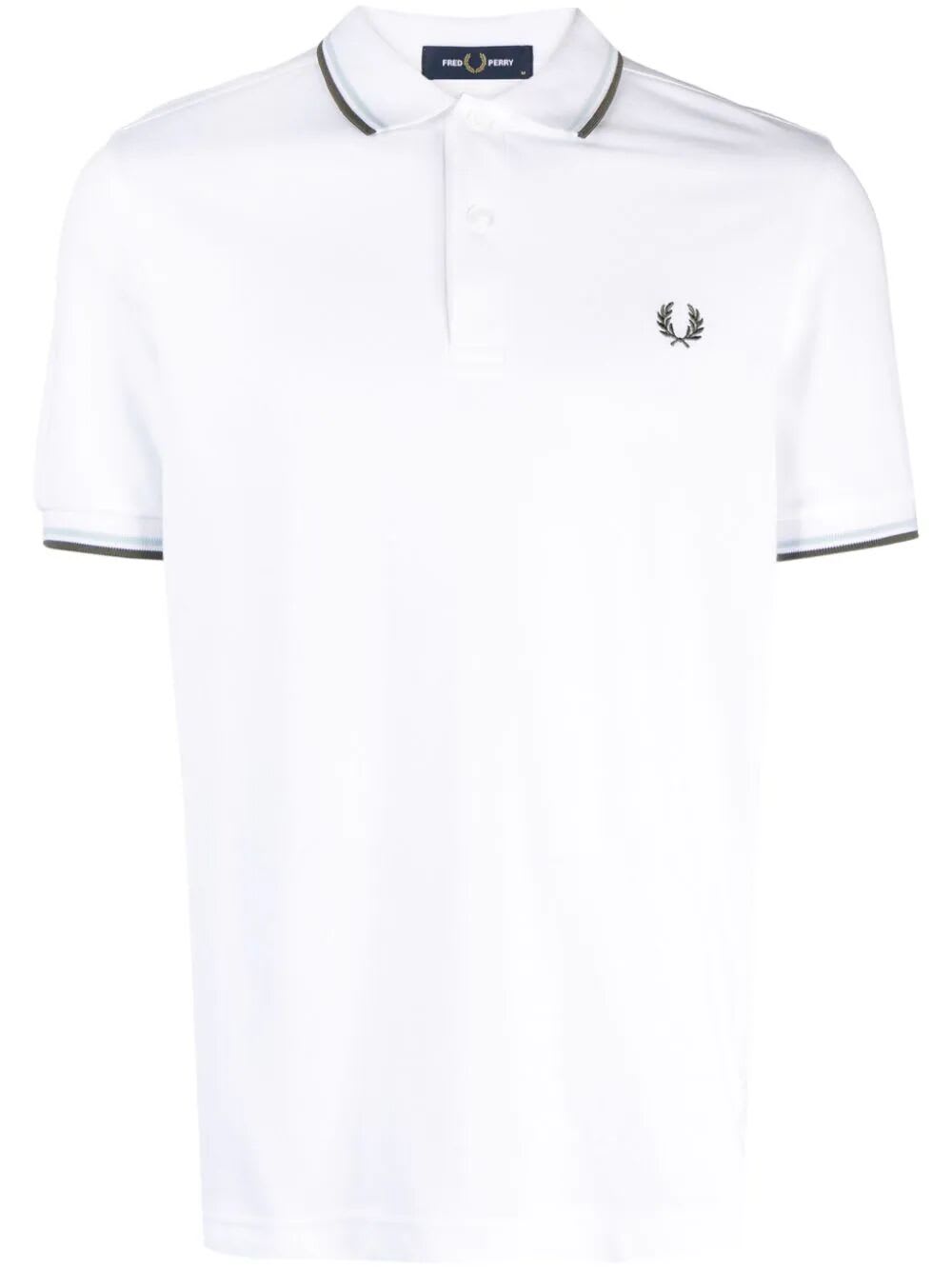 Shop Fred Perry Fp Twin Tipped Shirt In Wht Lgtice Fdgrn