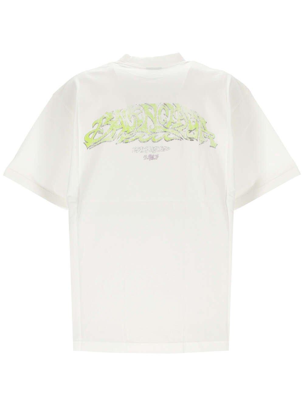 Shop Balenciaga Logo Printed Crewneck T-shirt In White