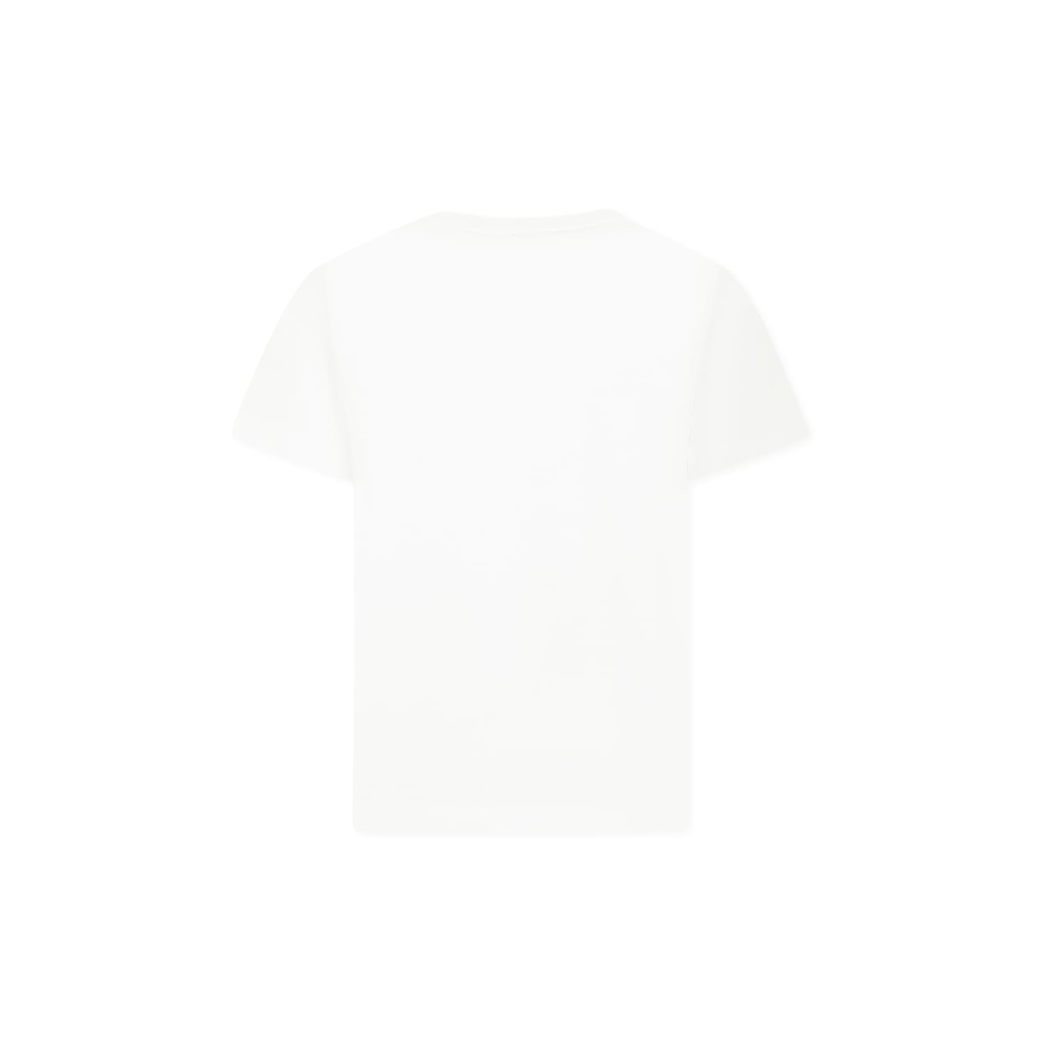 Balmain White T-shirt For Kids With Golden Logo In White