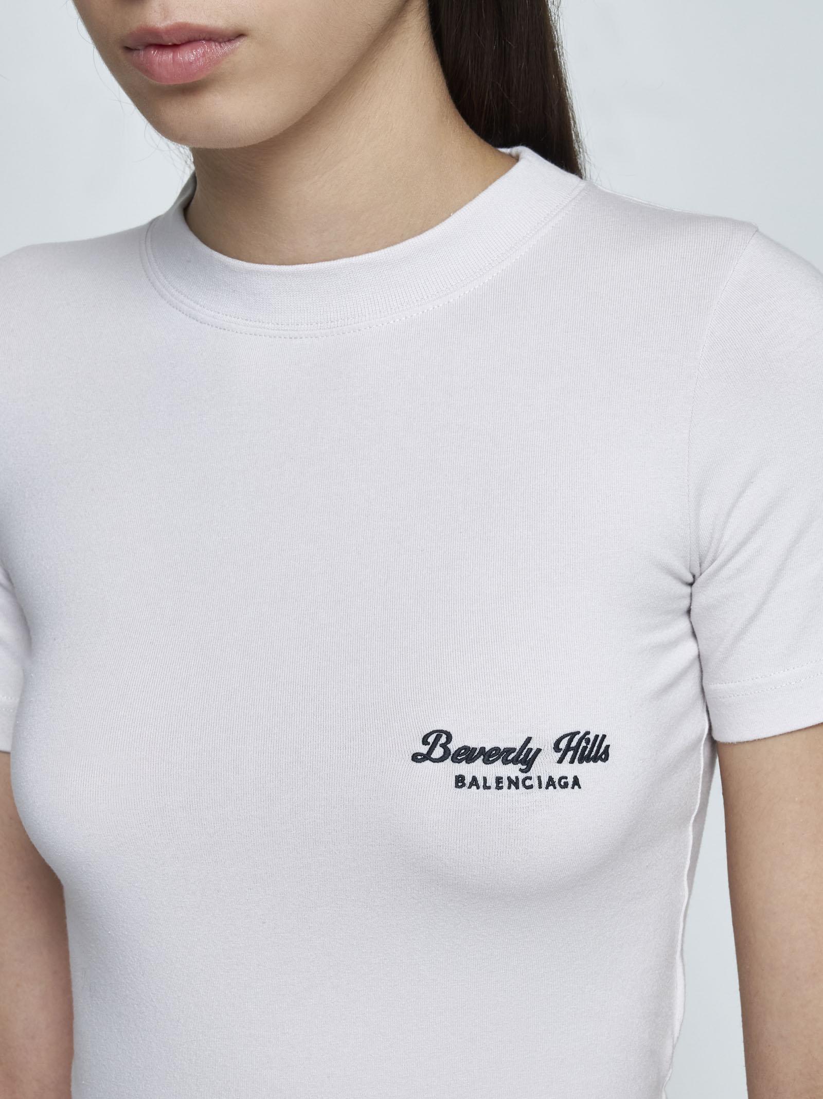 Shop Balenciaga Beverly Hills Stretch Jersey T-shirt In White